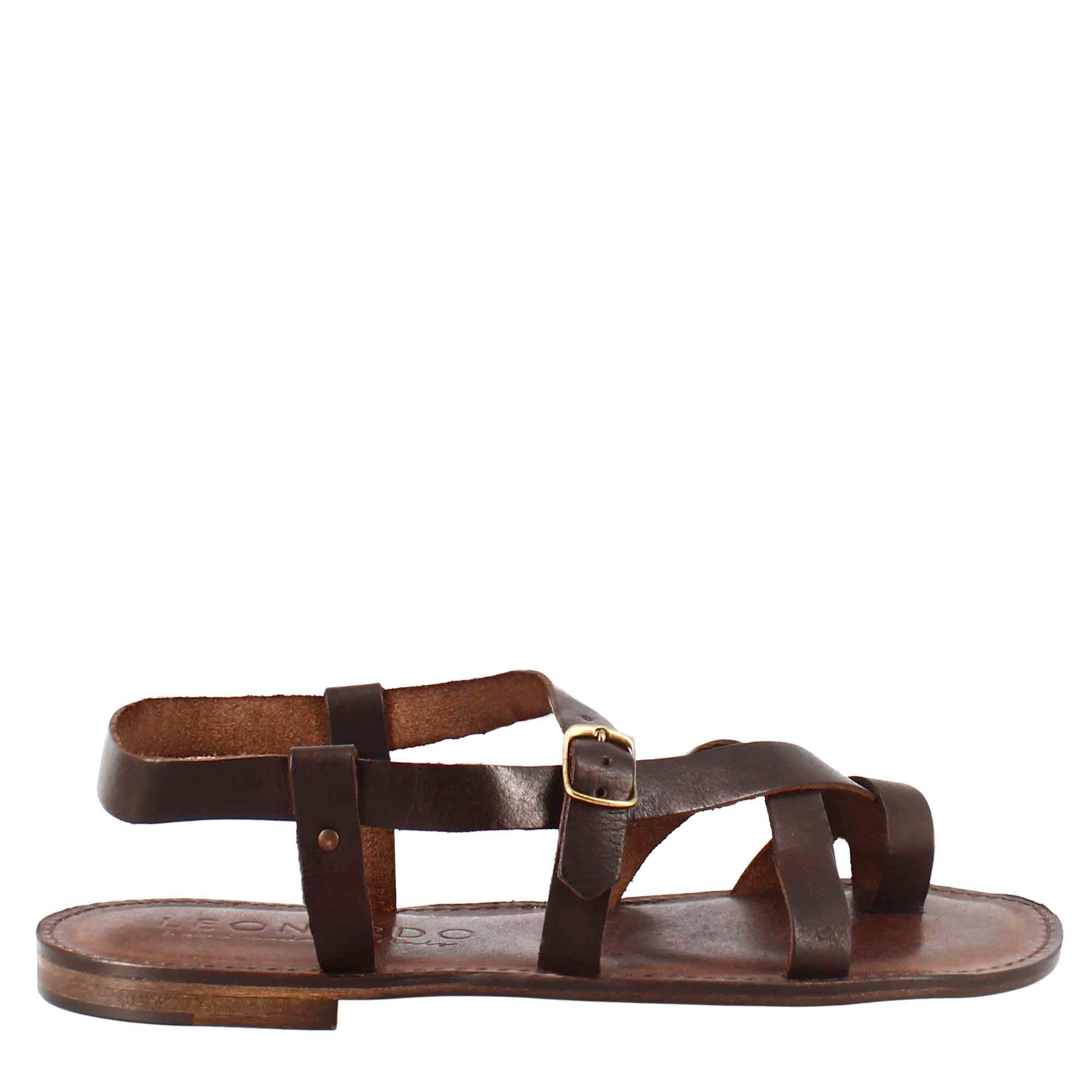 Men's gladiator model Rimini sandals in brown leather