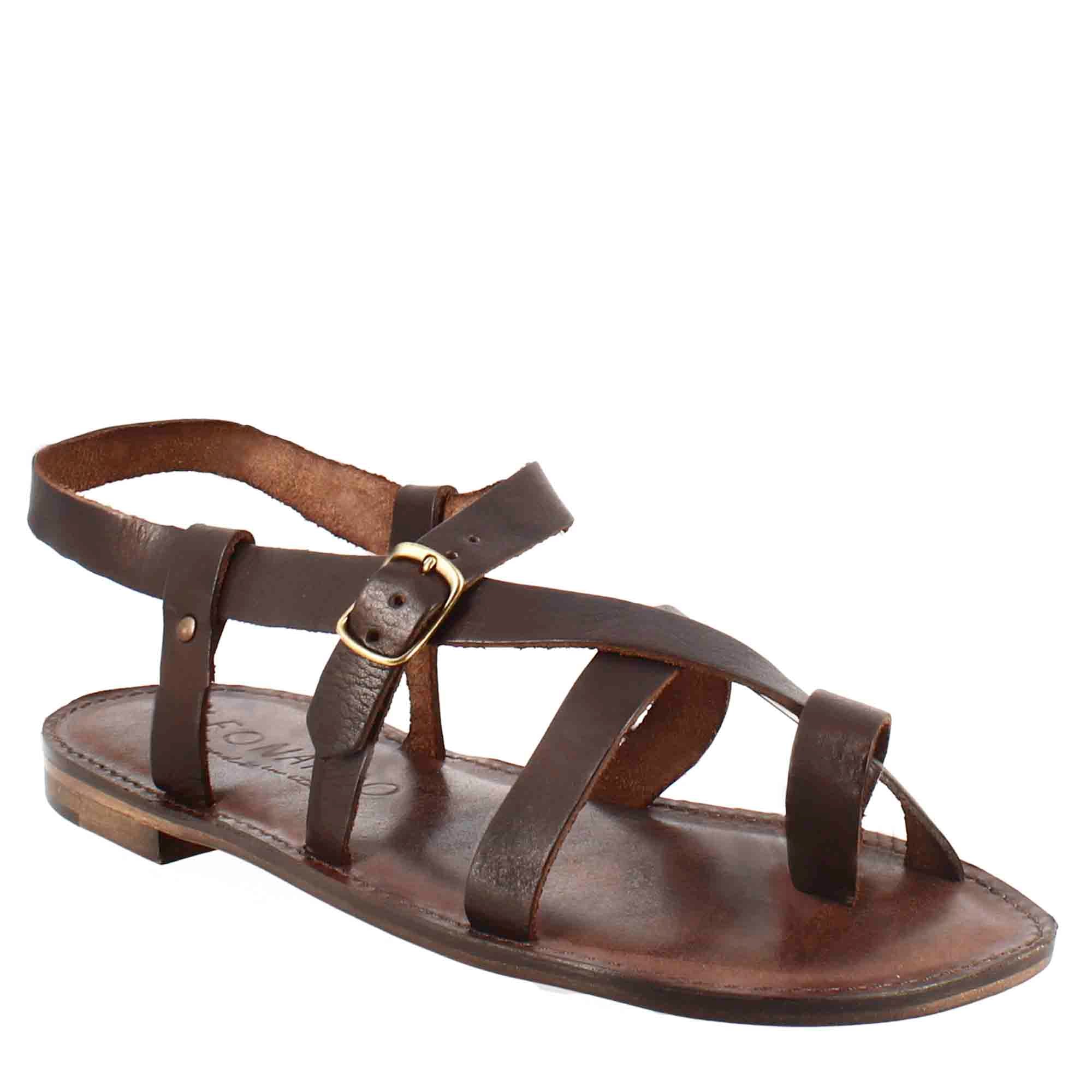 Men's gladiator model Rimini sandals in brown leather