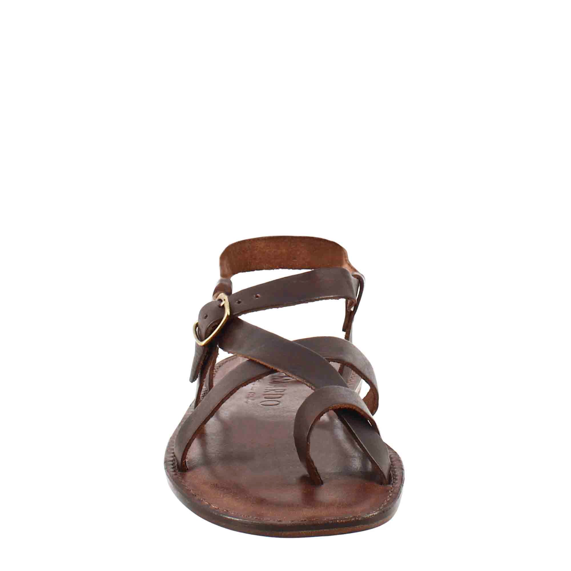 Men's gladiator model Rimini sandals in brown leather