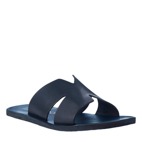 Men's H-shaped sandals in blue leather