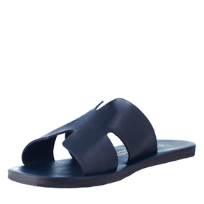 Men's H-shaped sandals in blue leather
