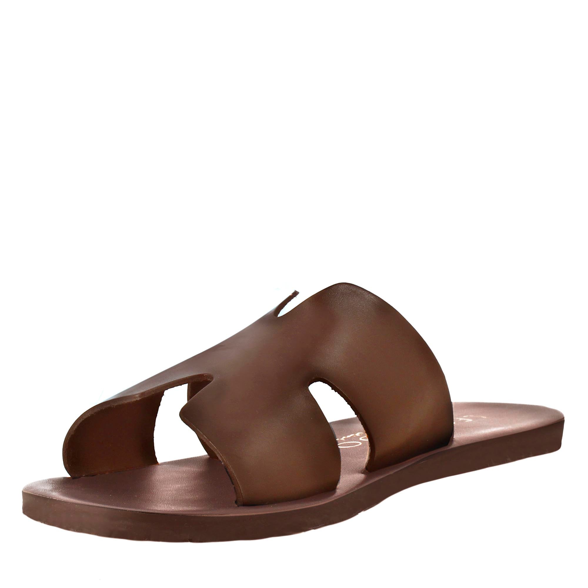 Men's H-shaped sandals in brown leather