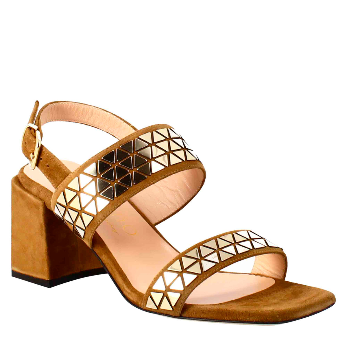 Women's Golden Flat Slide Sandals, Fashion Square Open Toe Slip On