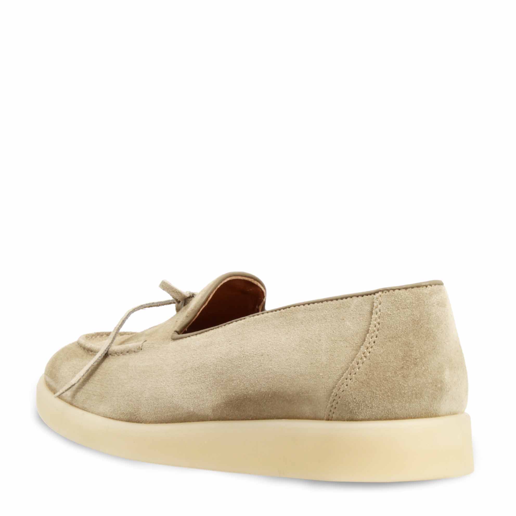 Women's Handmade Beige Suede Boat Shoe