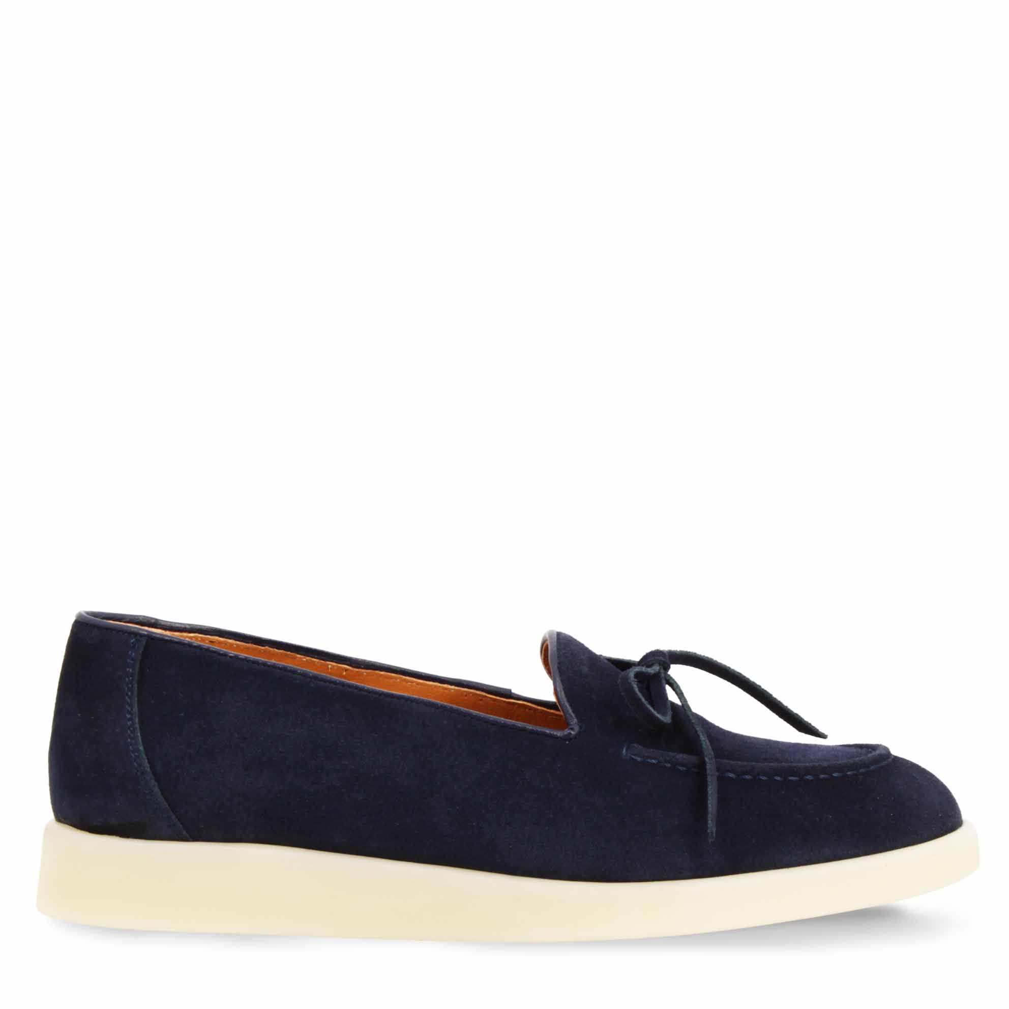 Women's Handmade Boat Shoe in Blue Suede