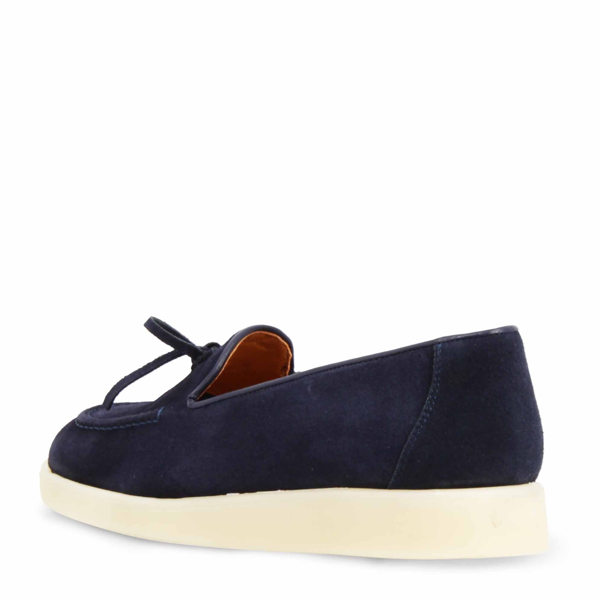 Women's Handmade Boat Shoe in Blue Suede