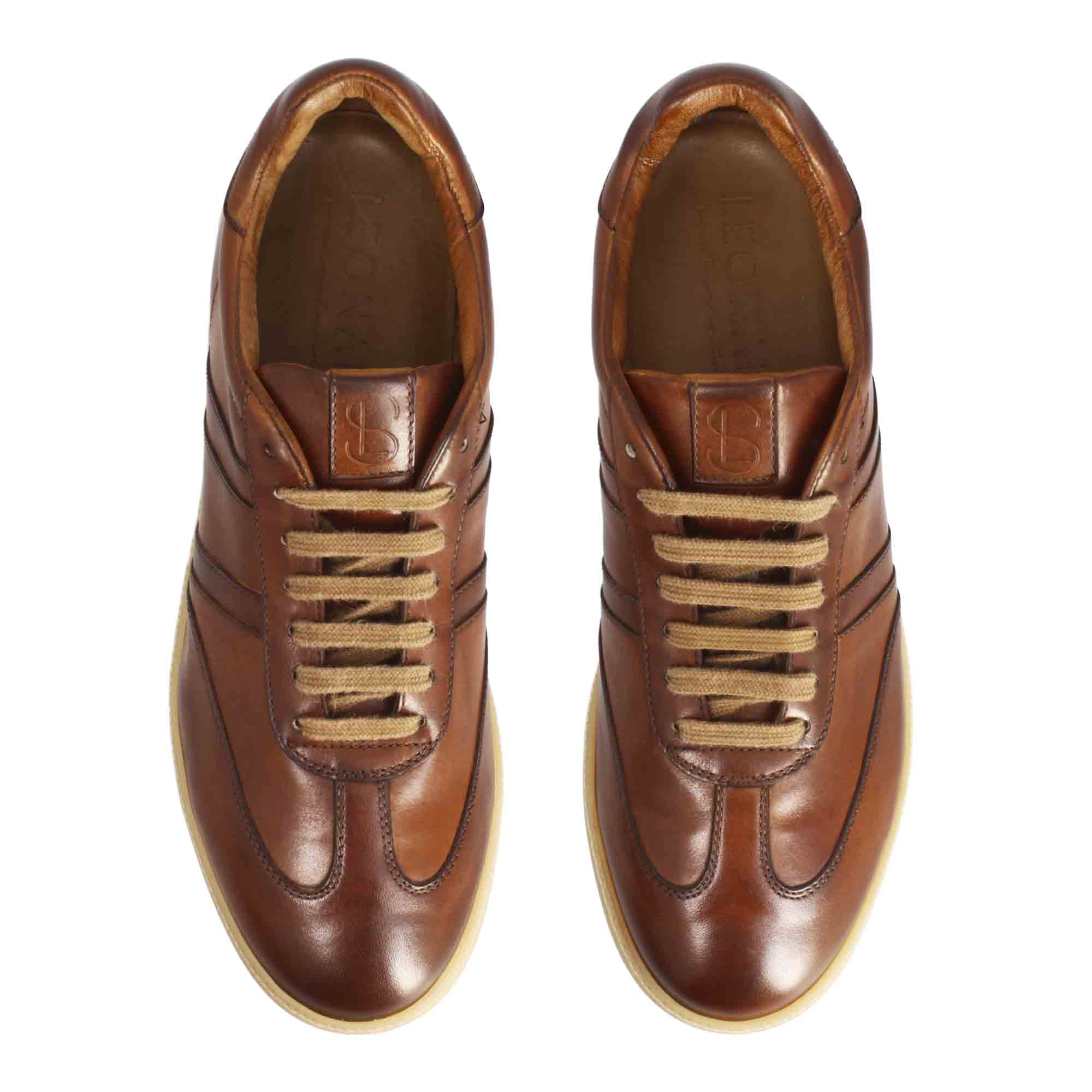 Men's handmade brown leather sneaker