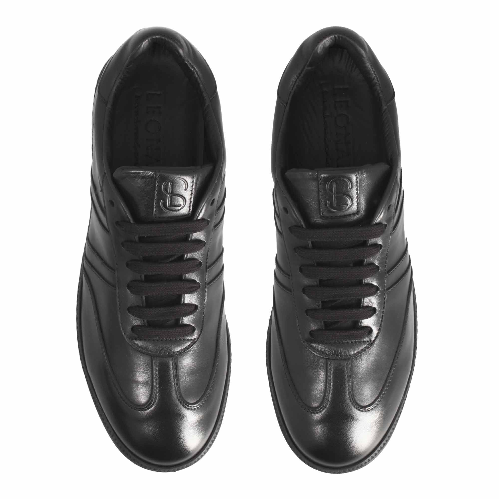 Men's handmade black leather sneaker