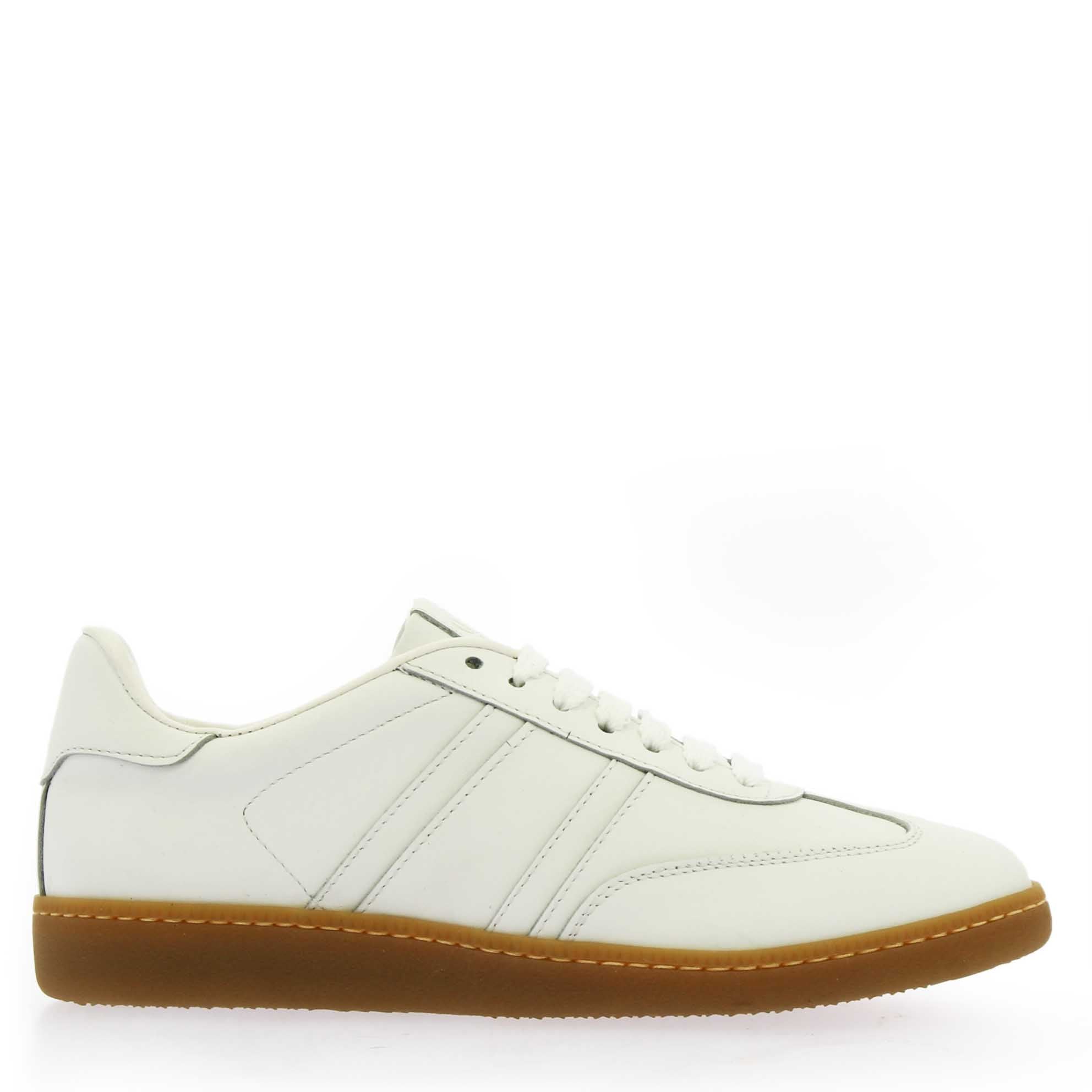 Sneaker artigianale da donna in pelle colore bianco