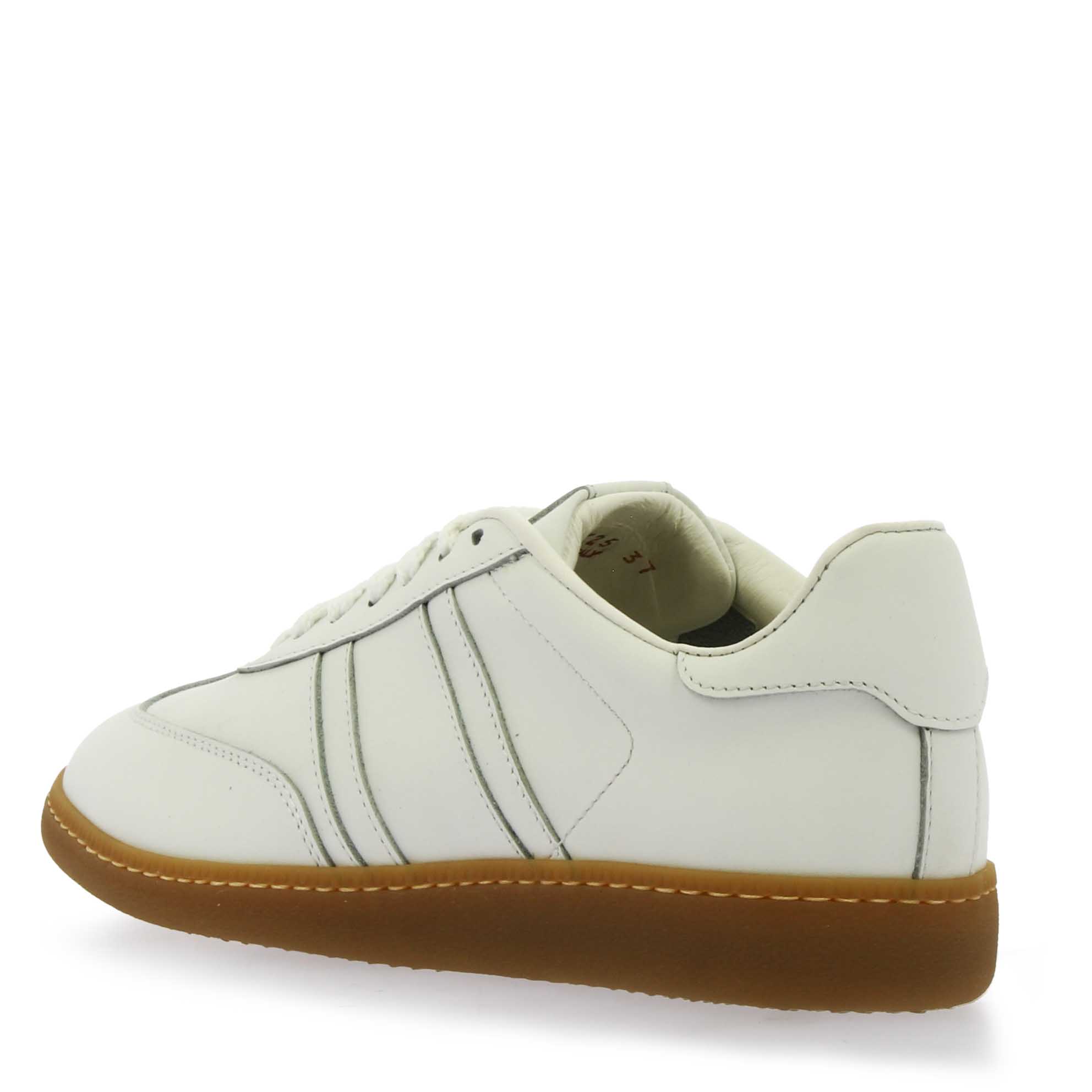 Sneaker artigianale da donna in pelle colore bianco