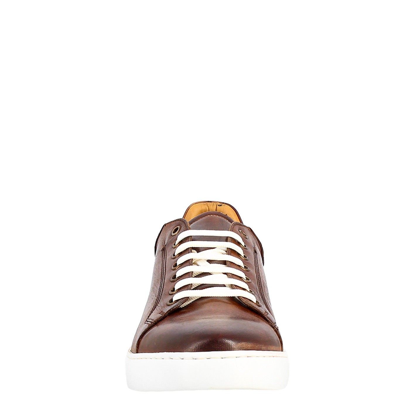 Sneaker marrone elegante da uomo in pelle liscia