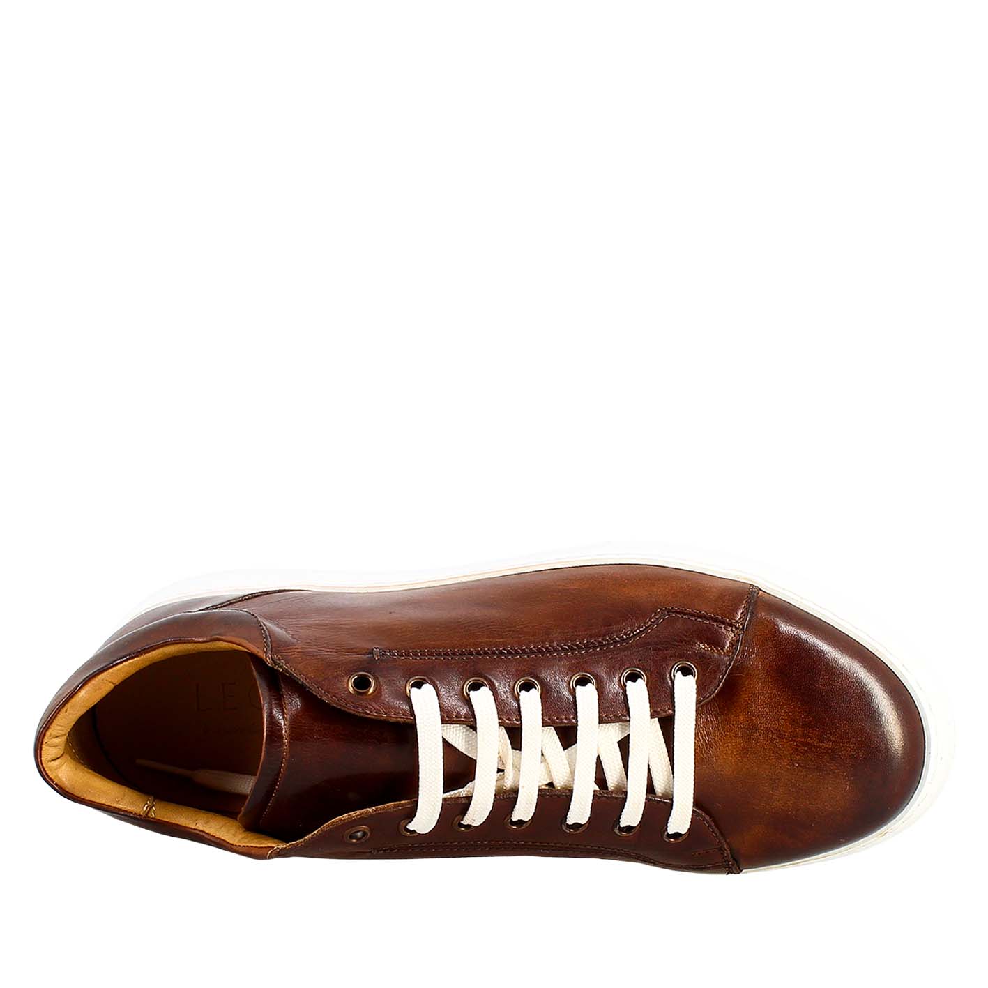 Sneaker marrone elegante da uomo in pelle liscia