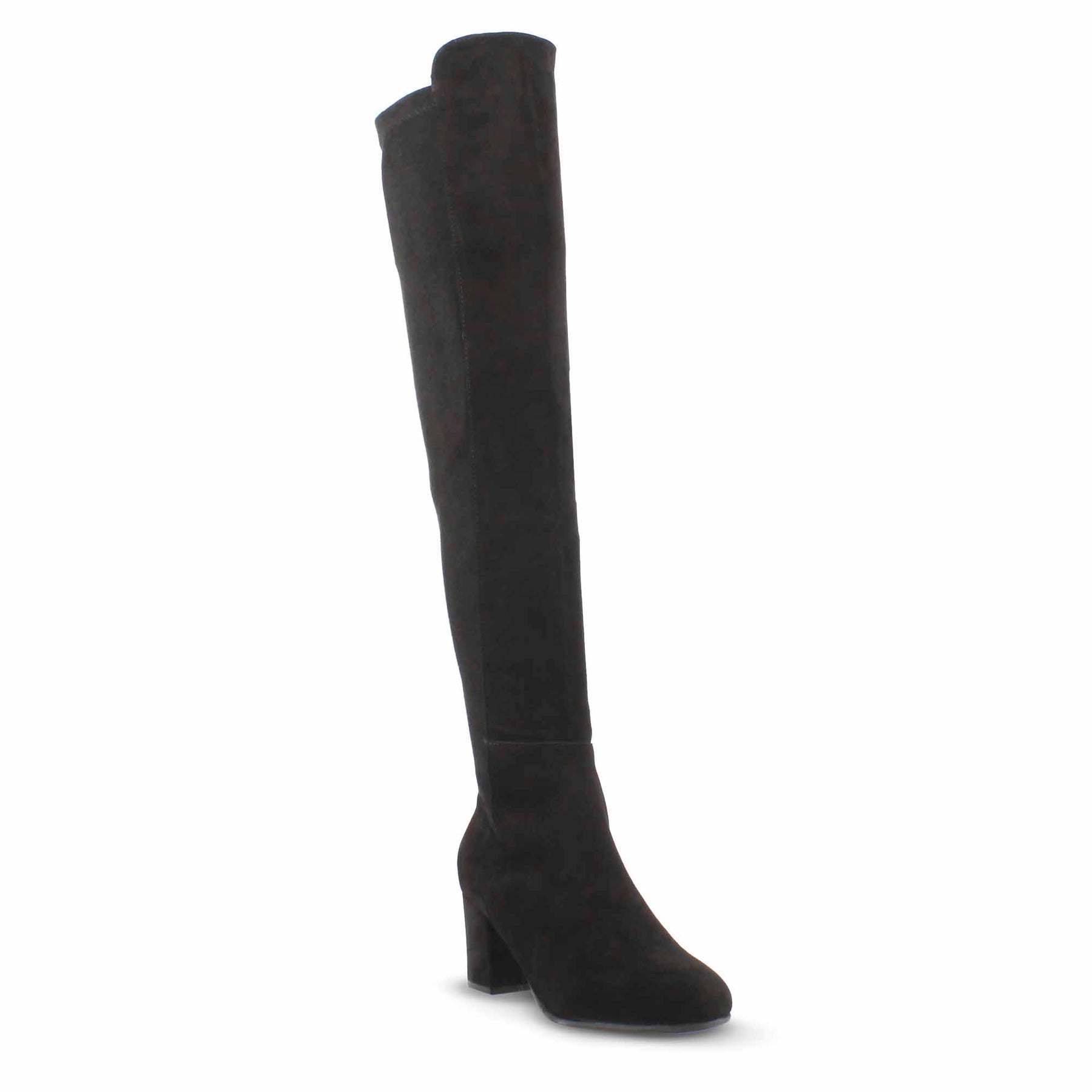 Botte haute pour femme en daim noir avec tige souple