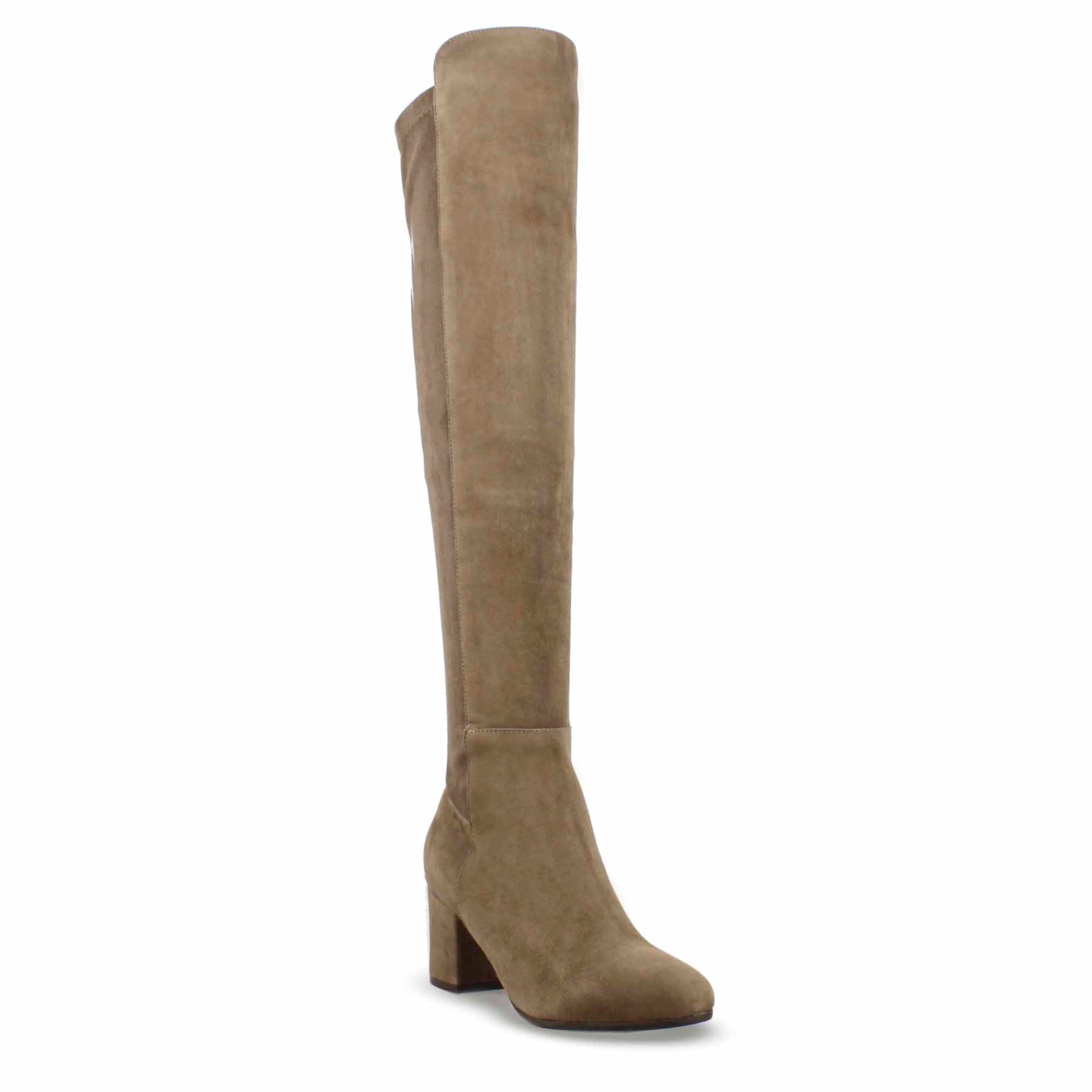 Women's high boot in light brown suede leather with soft shaft