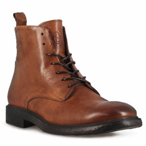 Men s ankle boots with laces in brown smooth leather