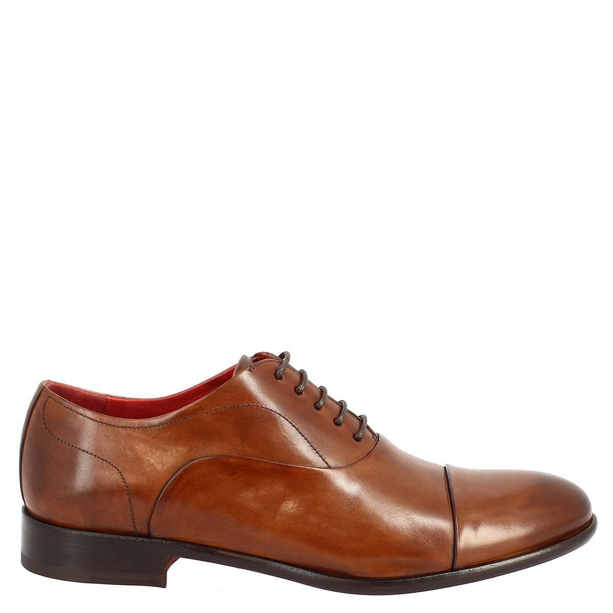 Chaussures à lacets pour hommes faites à la main en cuir cognac