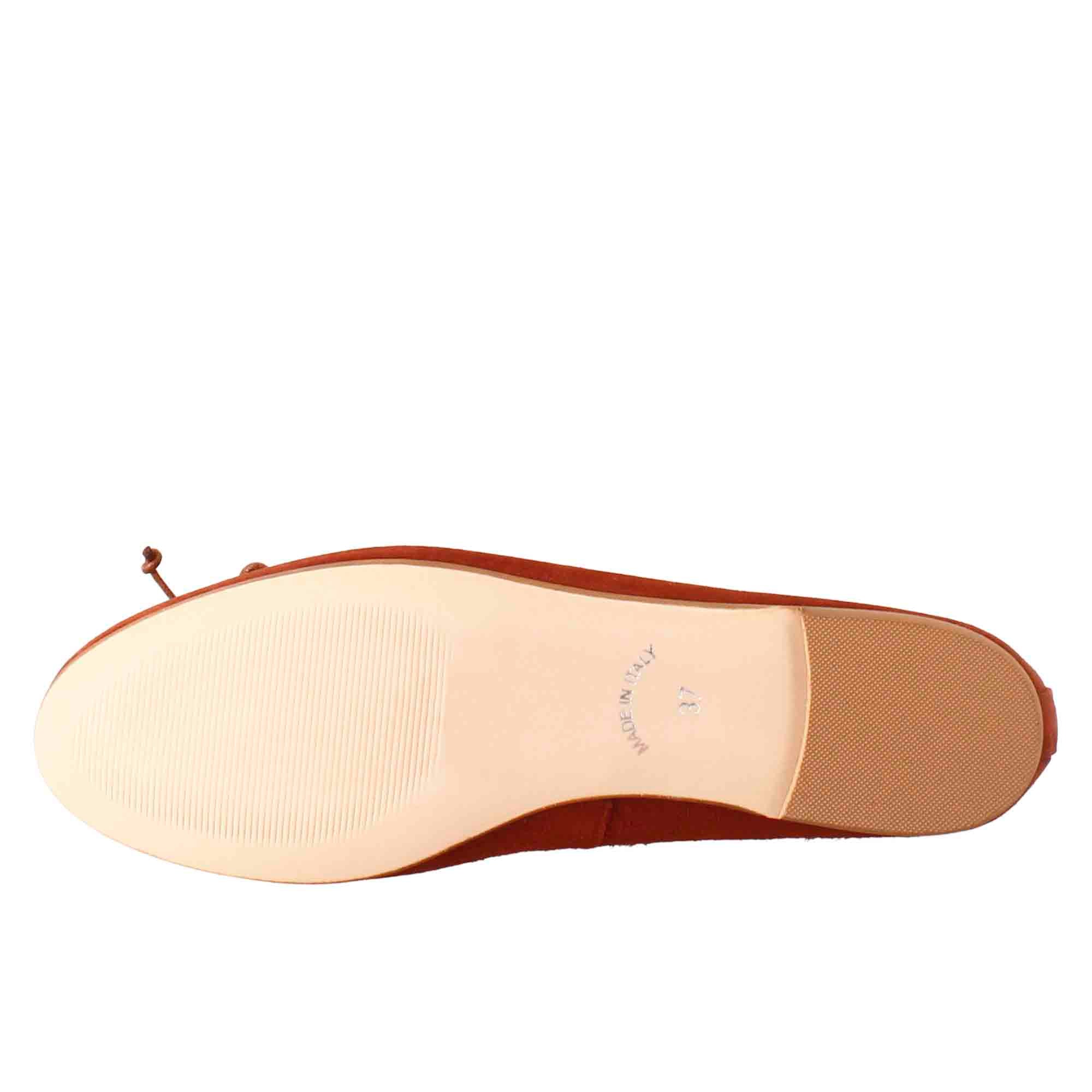 Ballerine leggere da donna color mattone in in camoscio sfoderate