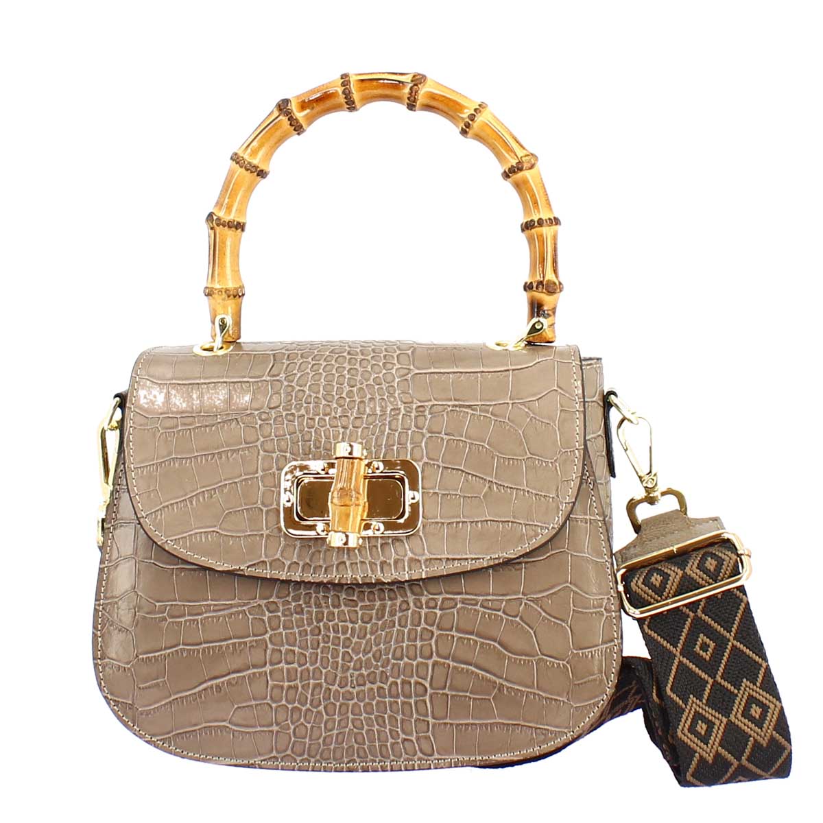 Handmade women's handbag in beige leather with removable shoulder strap