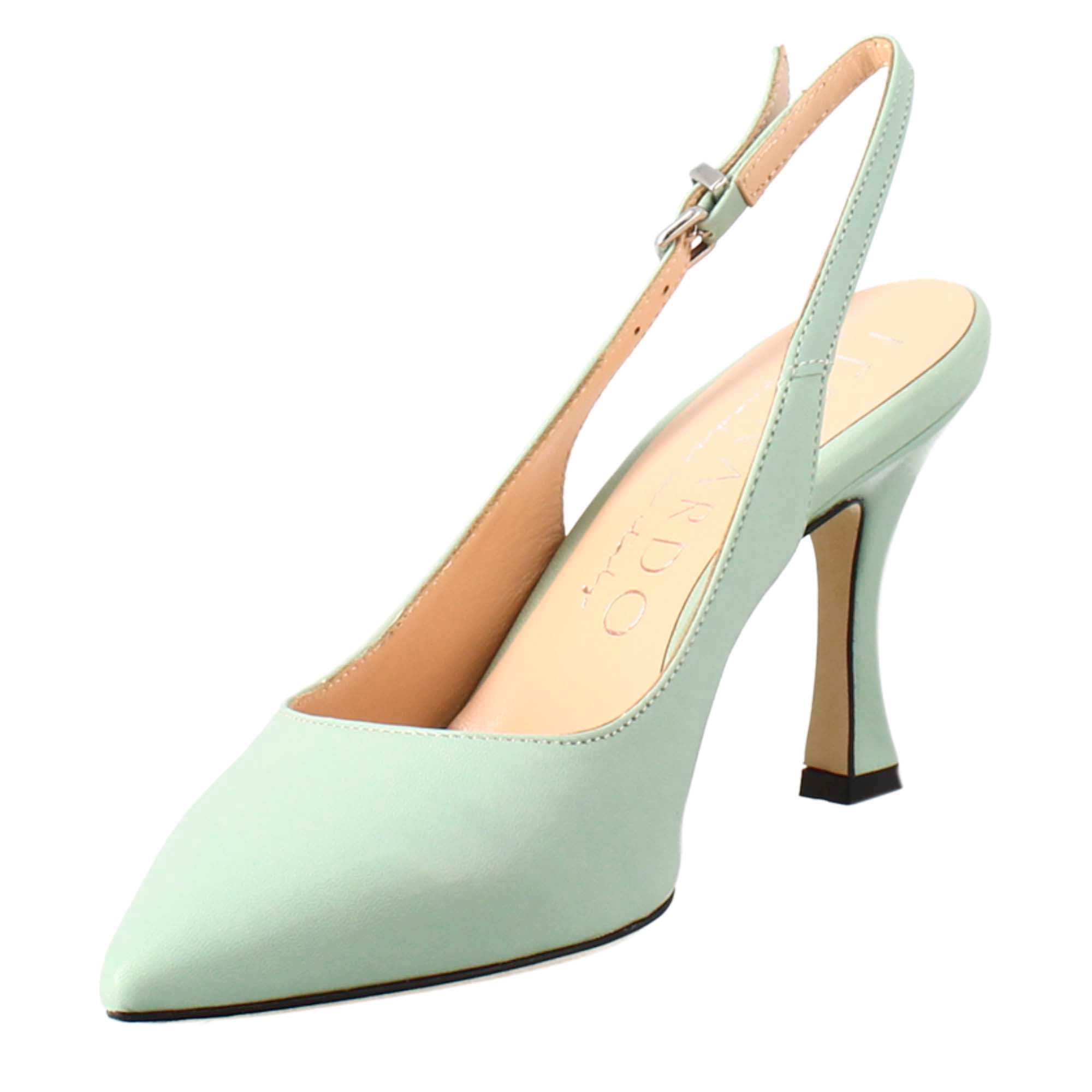 Décolleté à talons hauts pour femme en cuir vert