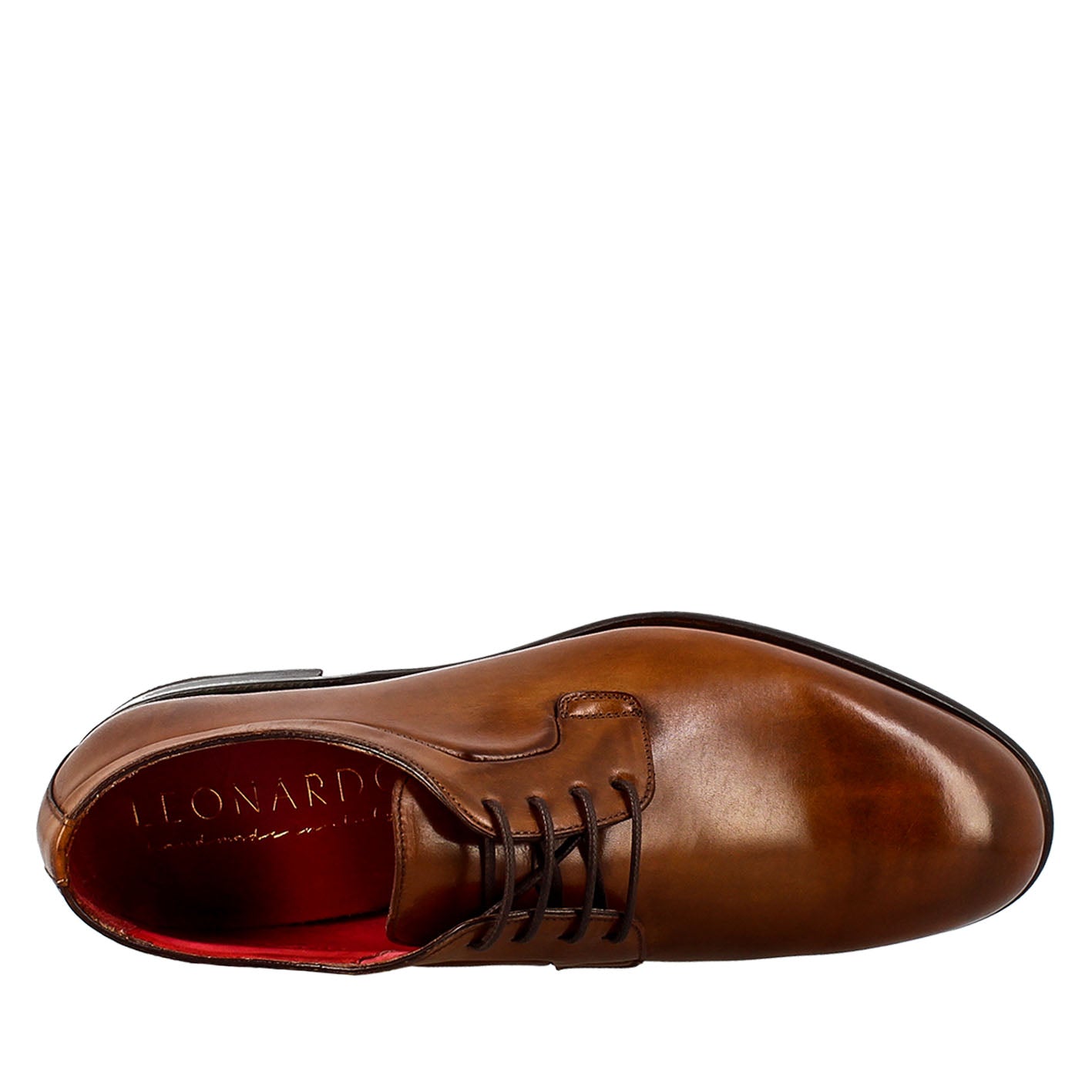 Elegant brown derby for men in smooth leather