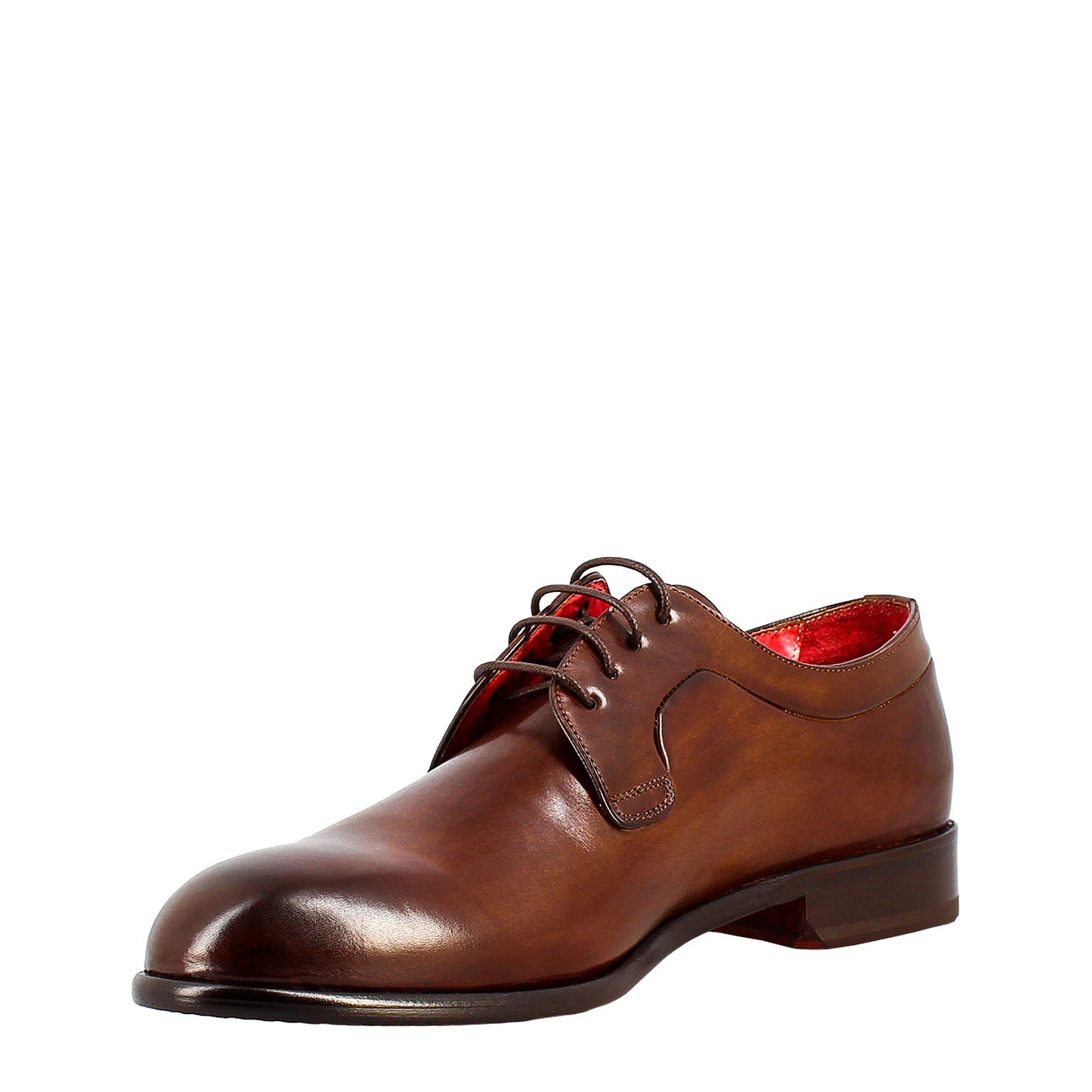 Elegant dark brown derby for men in smooth leather