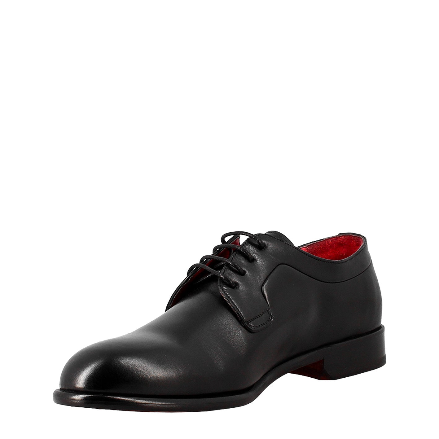 Elegant black derby for men in smooth leather