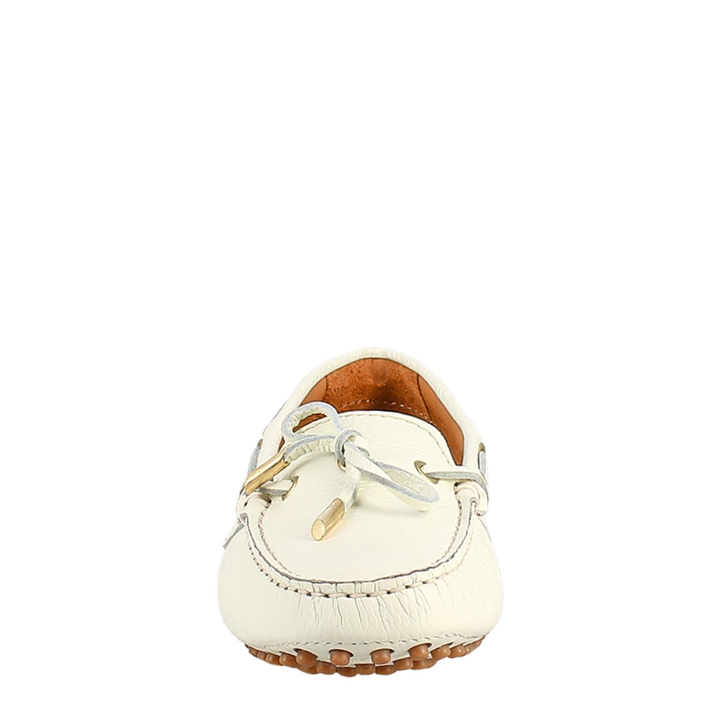 Women's moccasin with laces in white leather