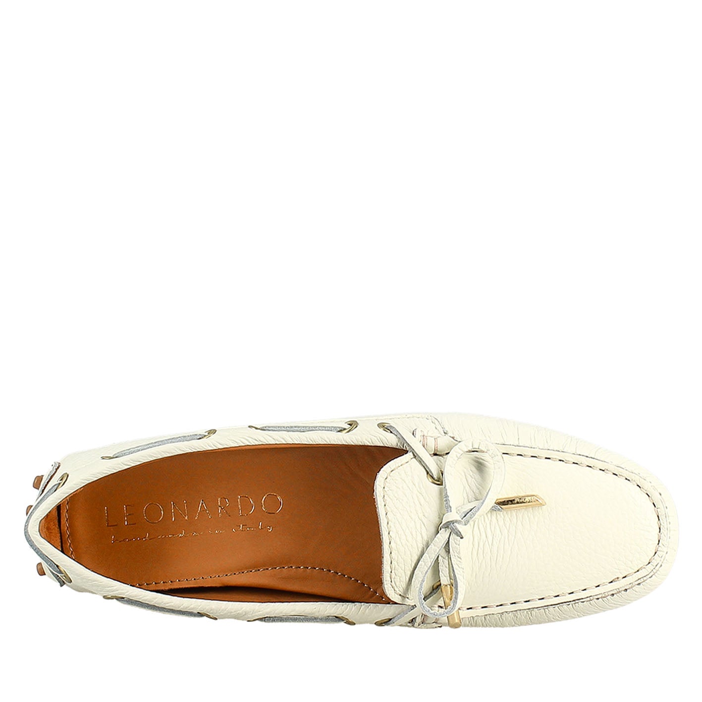 Women's moccasin with laces in white leather