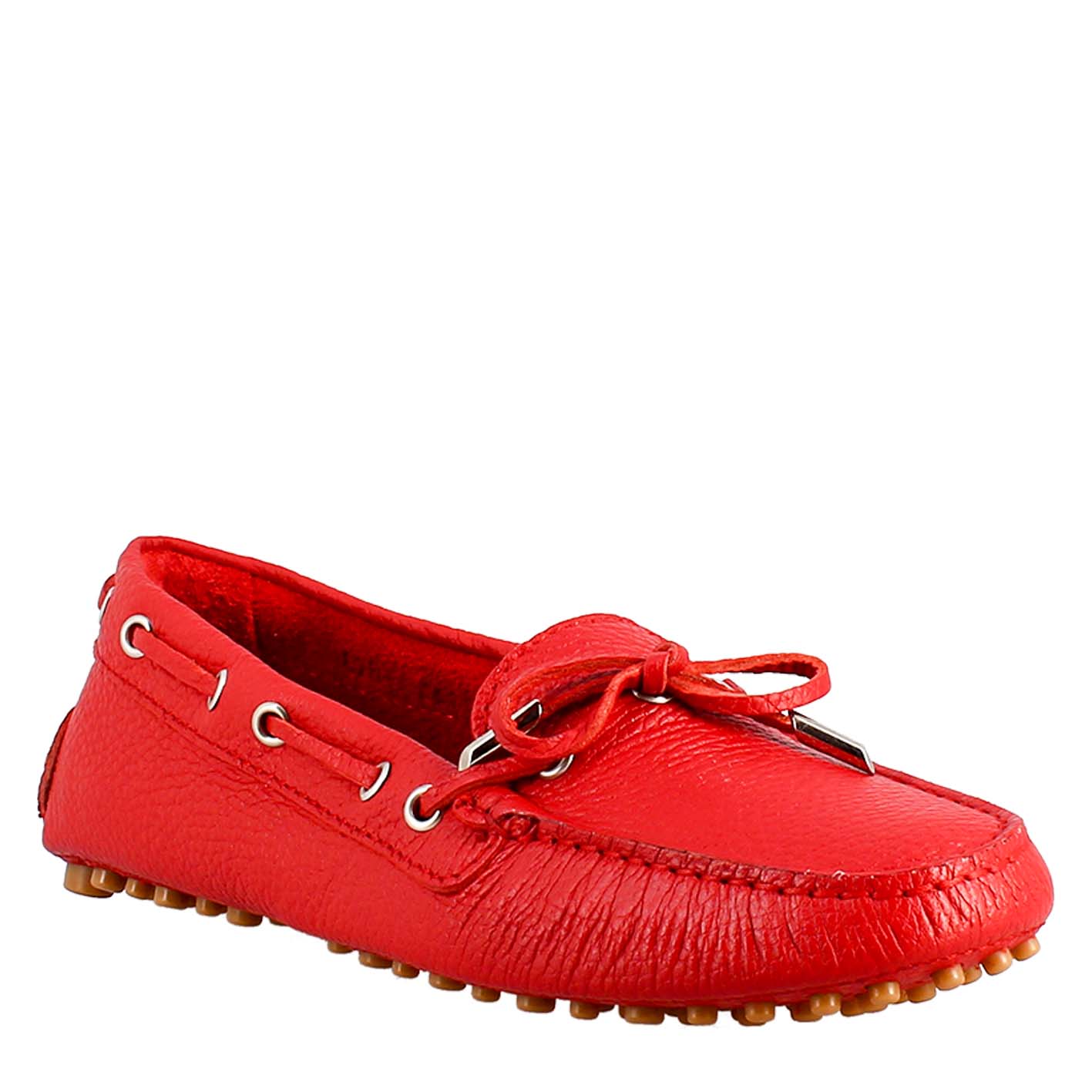 Mocassino da donna con lacci in pelle rosso