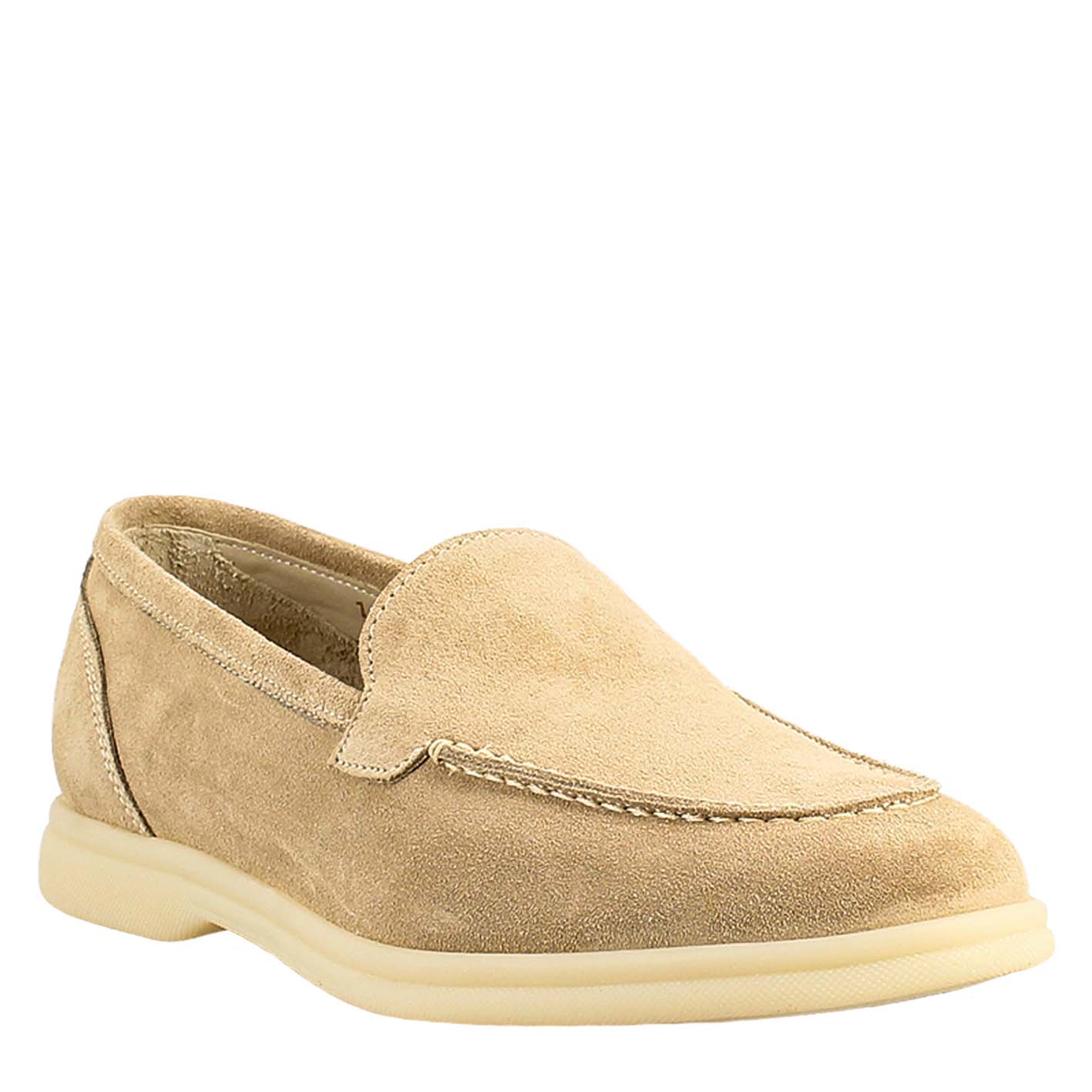 Women's flexible moccasin in nude suede