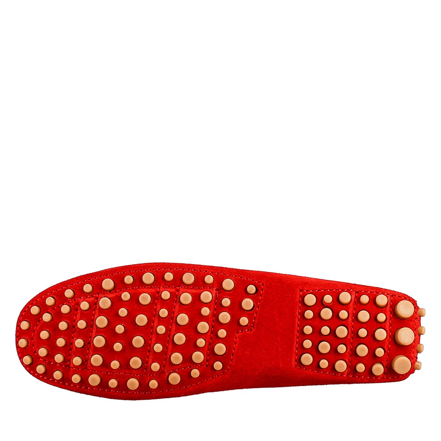 Tubular woman's moccasin in red suede