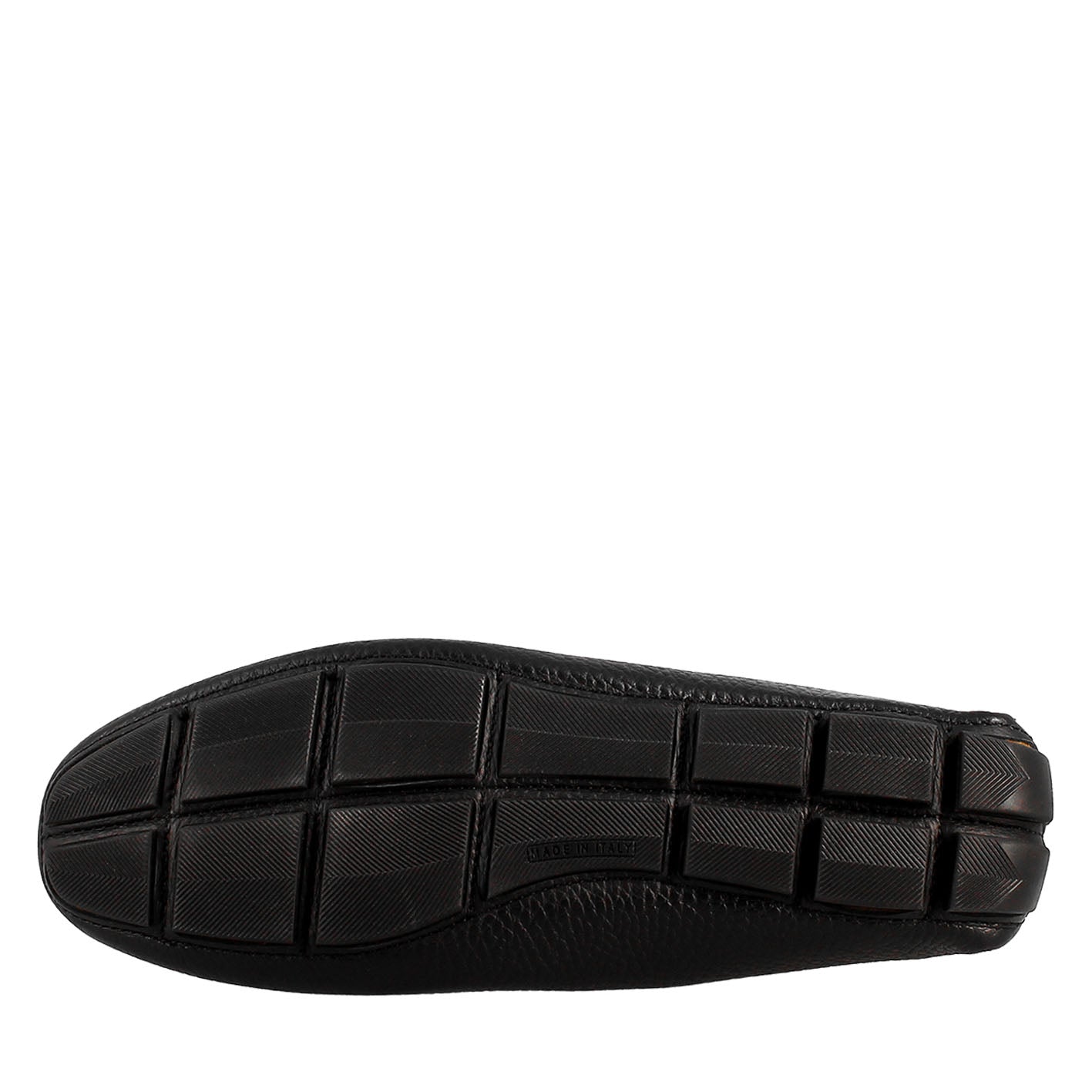 Tubular moccasin with laces for men in black leather 