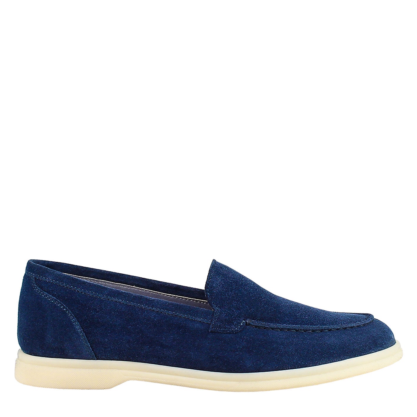 Women's flexible moccasin in blue suede leather