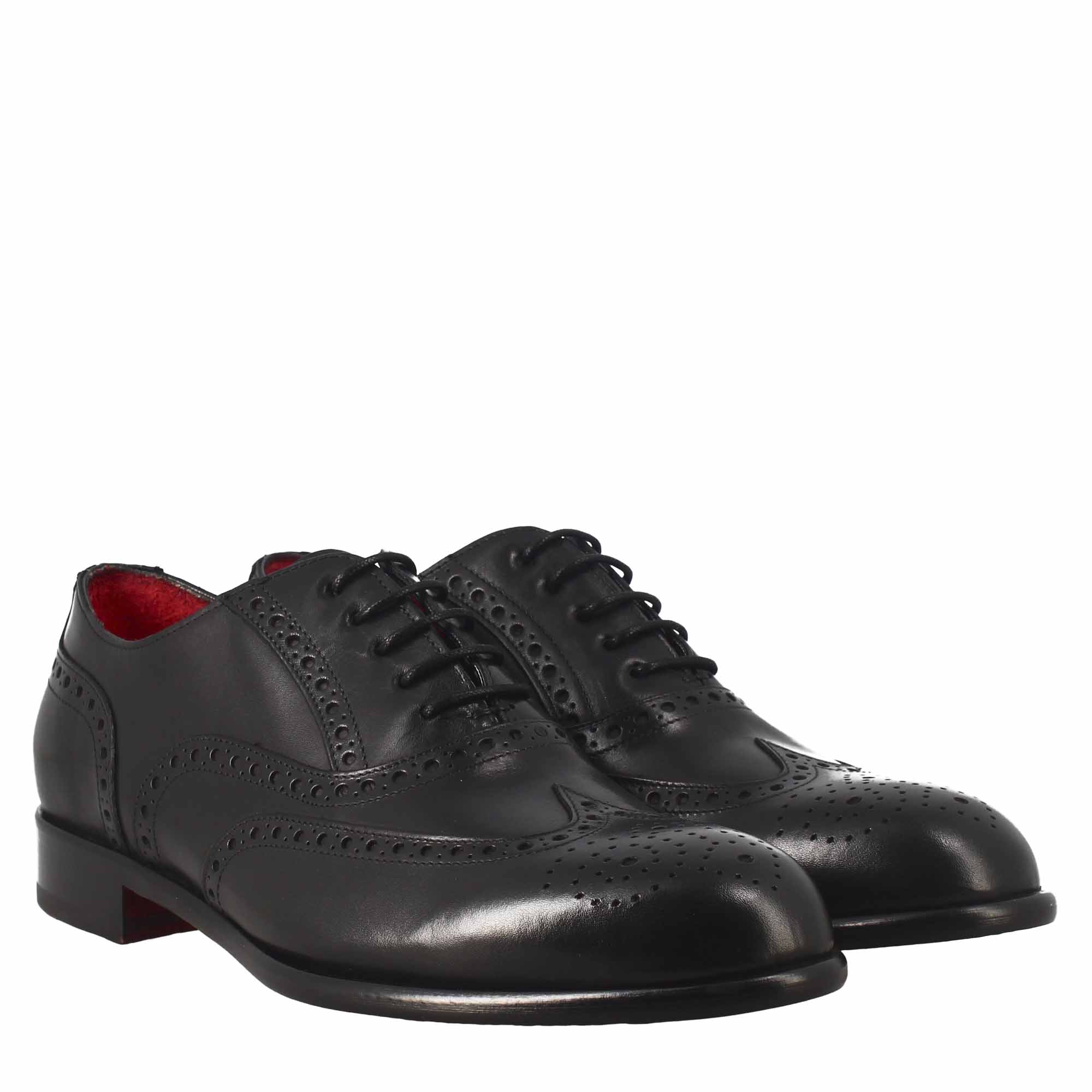 Oxford brogue nero elegante da uomo in pelle