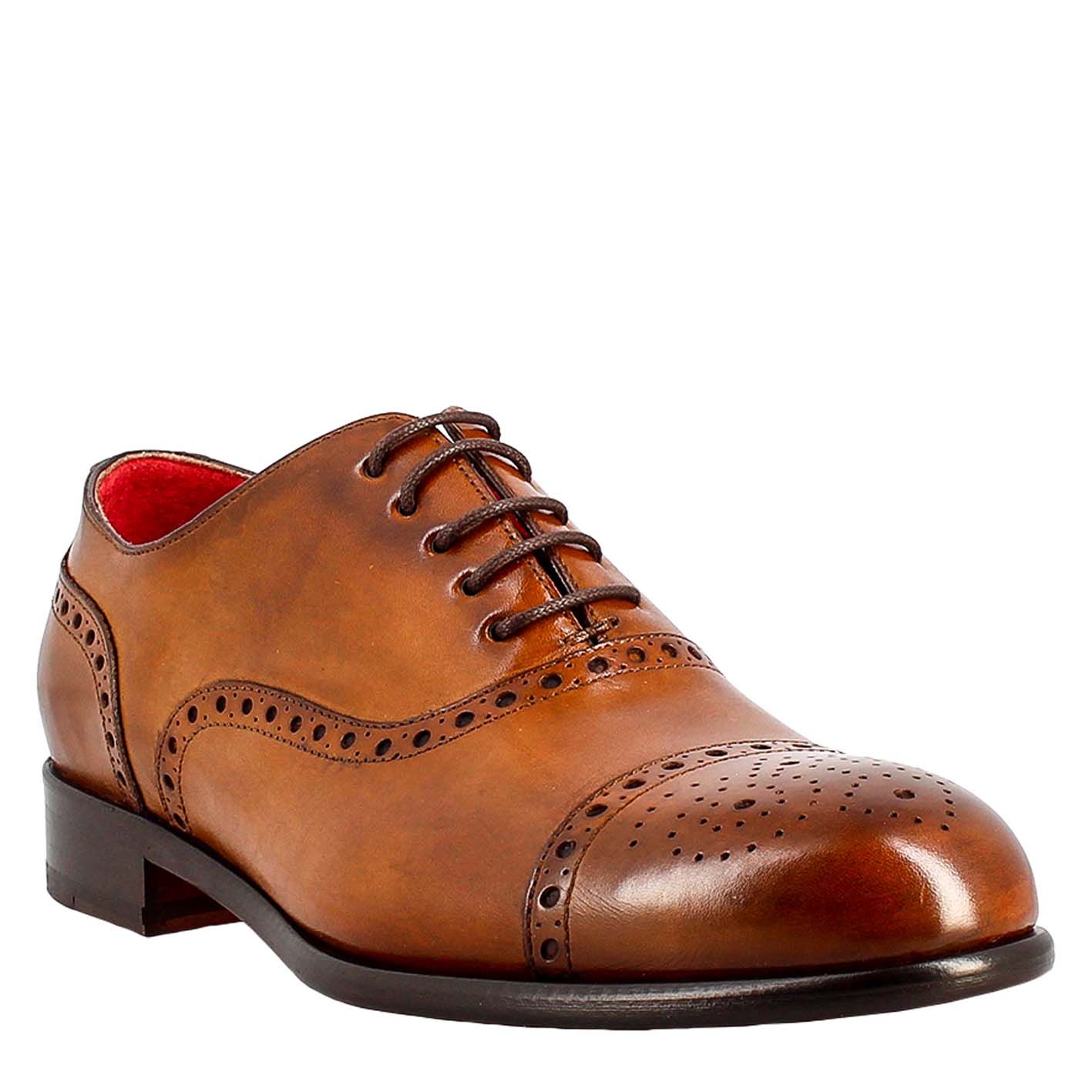 Oxford semi brogue marrone elegante da uomo in pelle