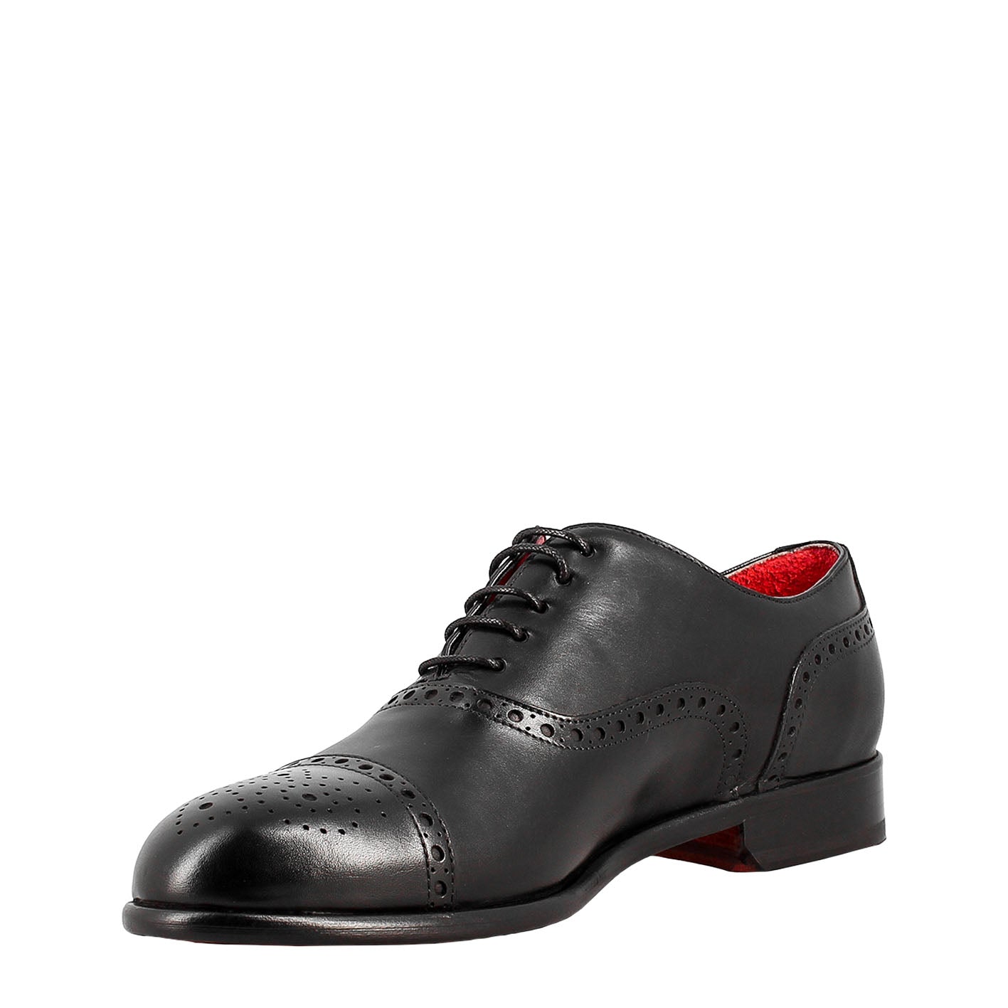 Oxford semi brogue nero elegante da uomo in pelle