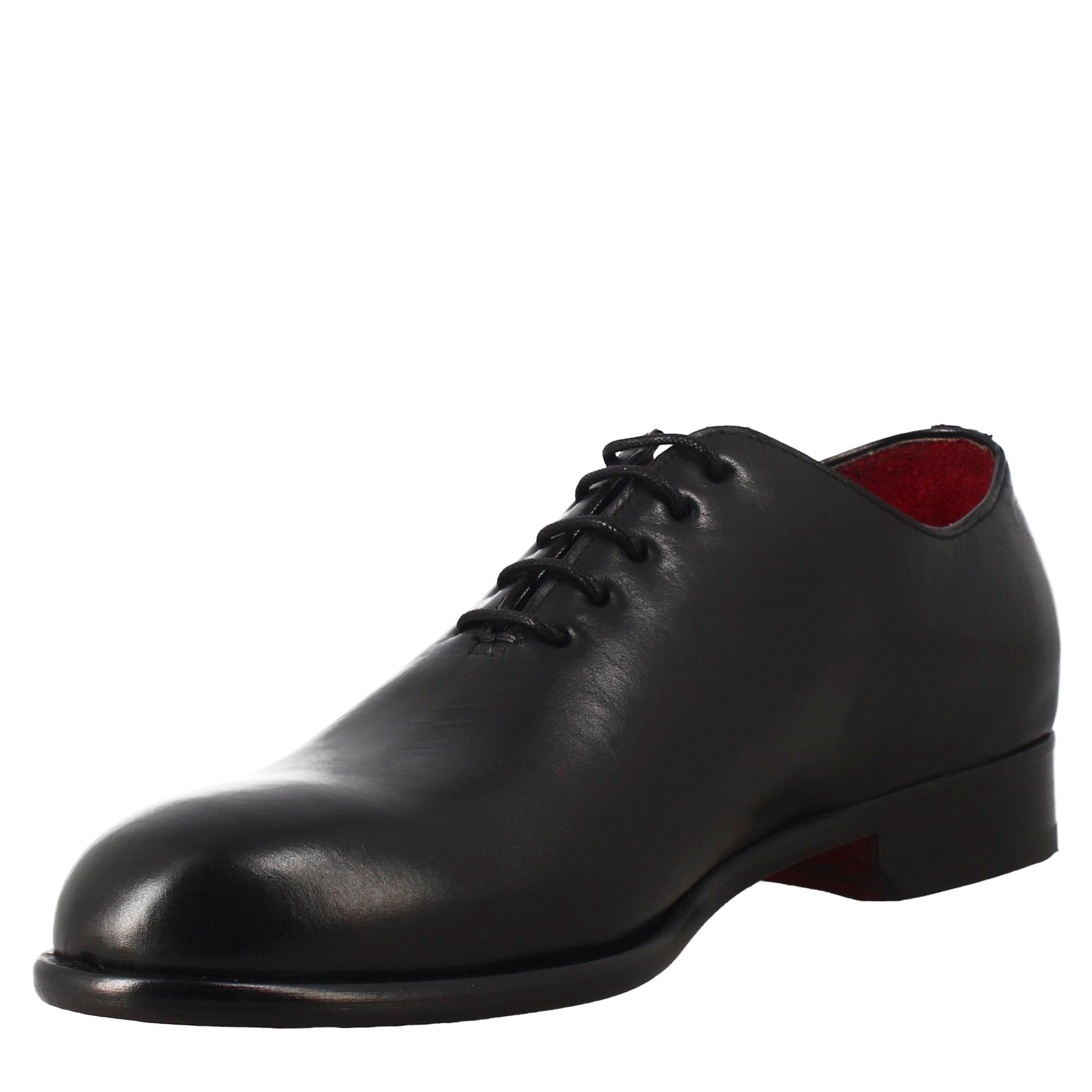 Men's elegant black wholecut leather oxford