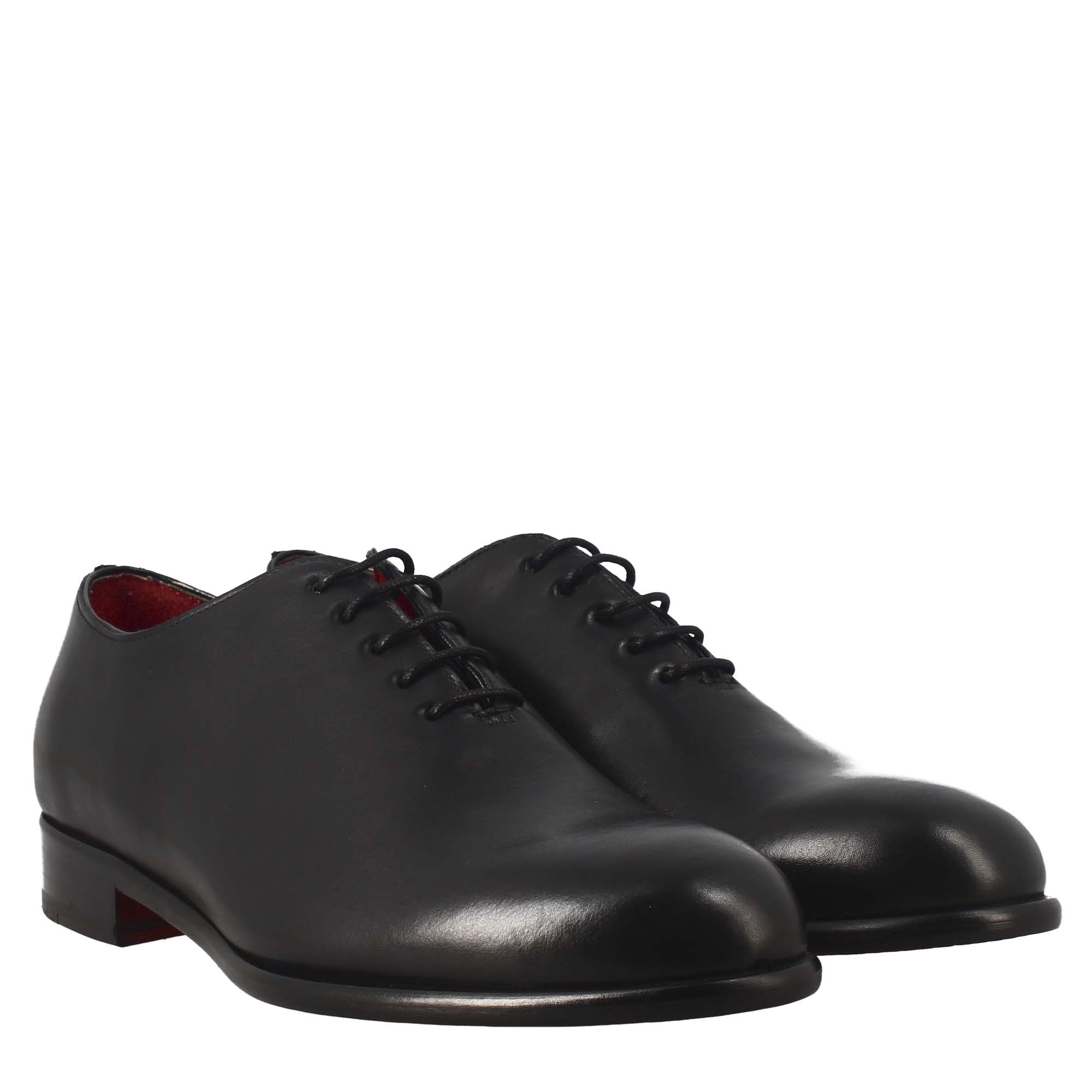 Men's elegant black wholecut leather oxford