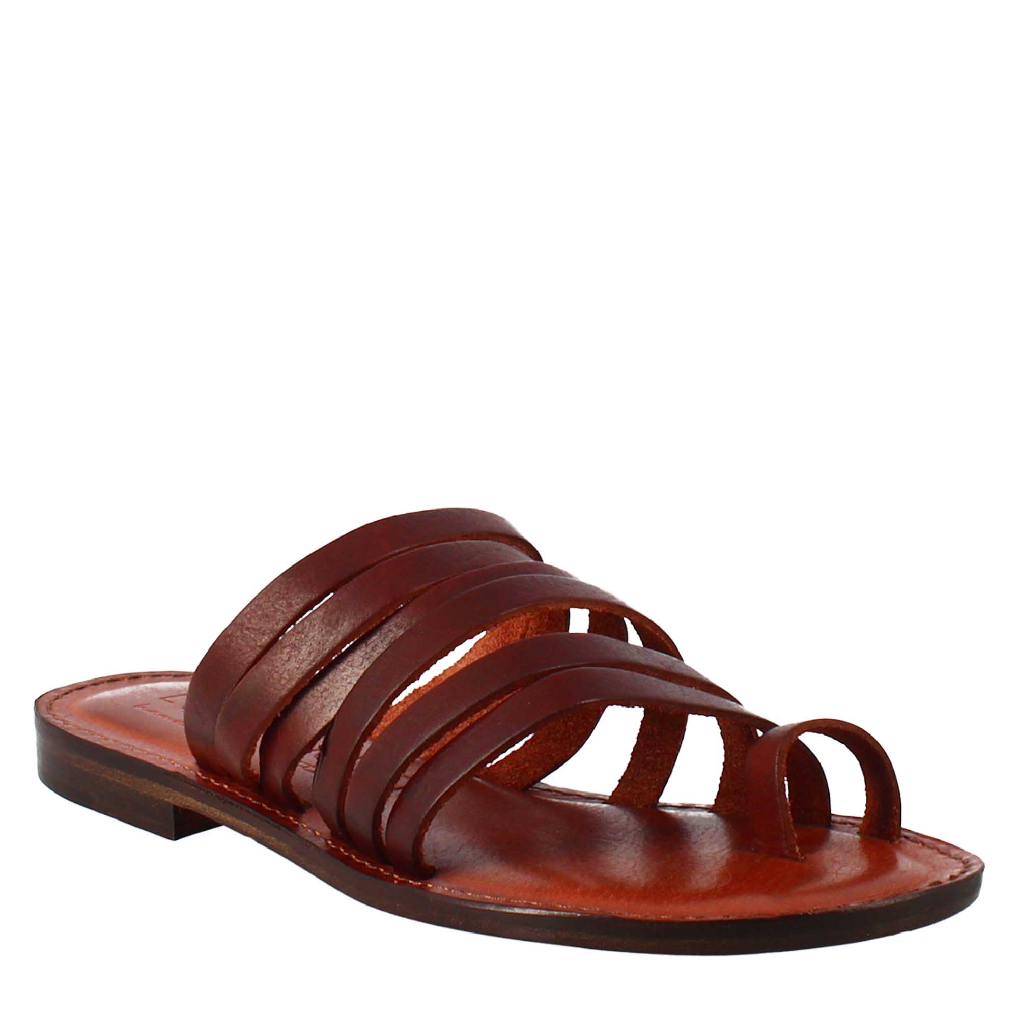 Sandales pour femmes Celestia de style romain antique en cuir marron 