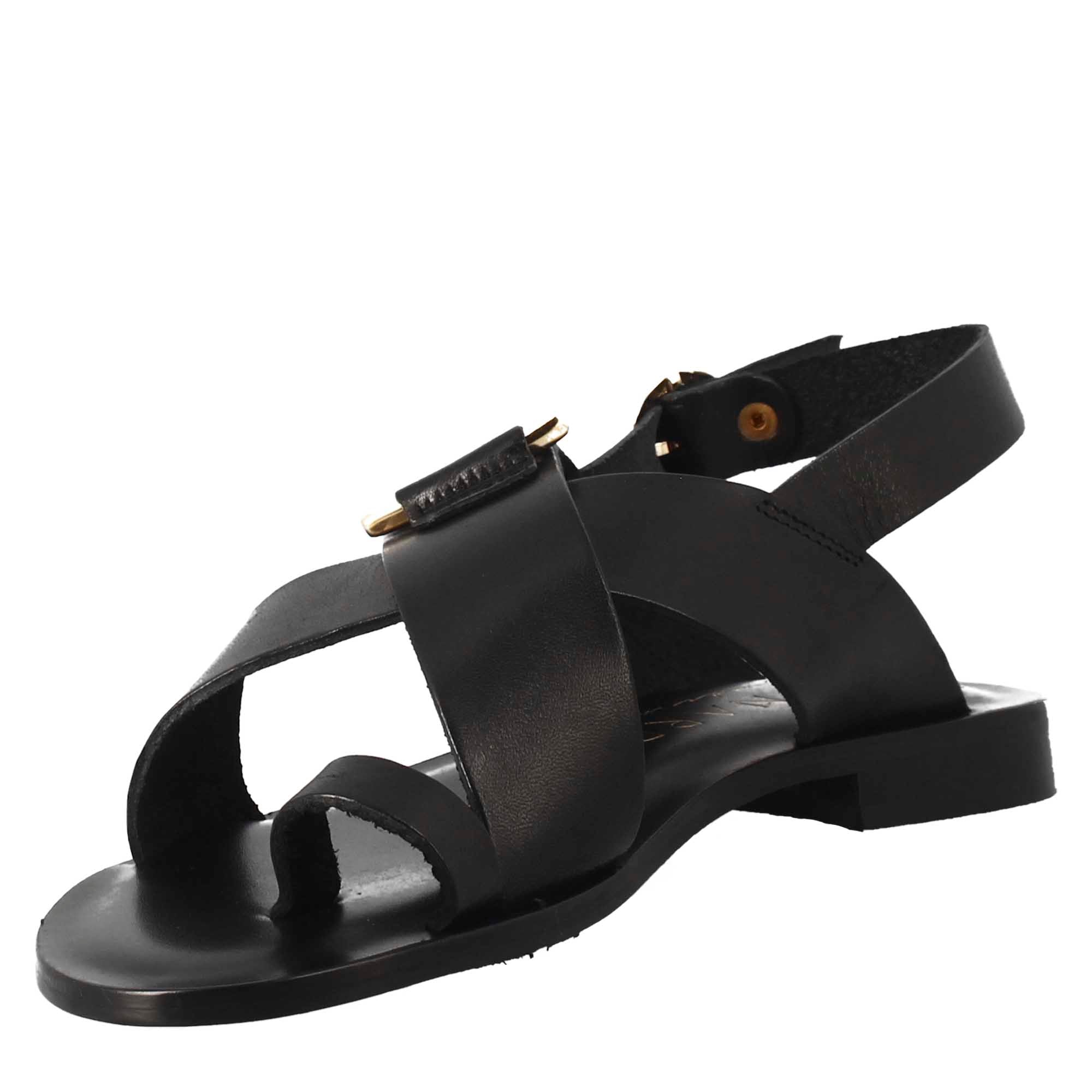 Sandali donna infradito in pelle color nero