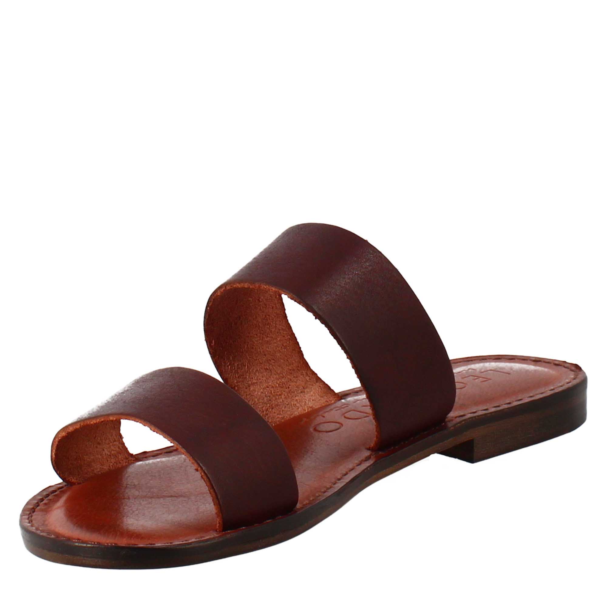 Ancient Roman style Nirvana women's sandals in brown leather 