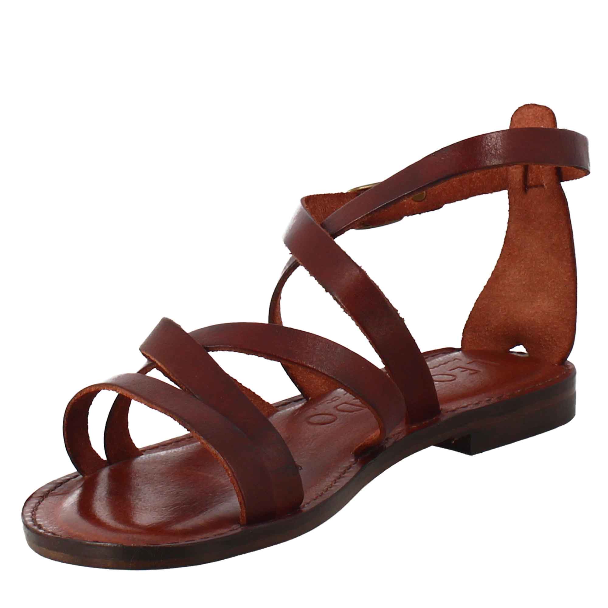 Sinfonia sandales pour femmes style romain antique en cuir marron 