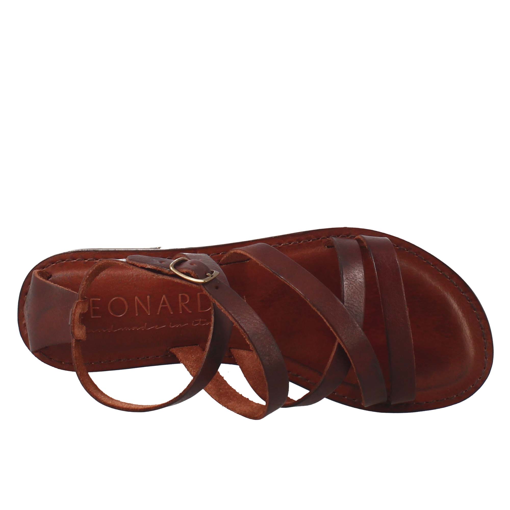 Sinfonia sandales pour femmes style romain antique en cuir marron 