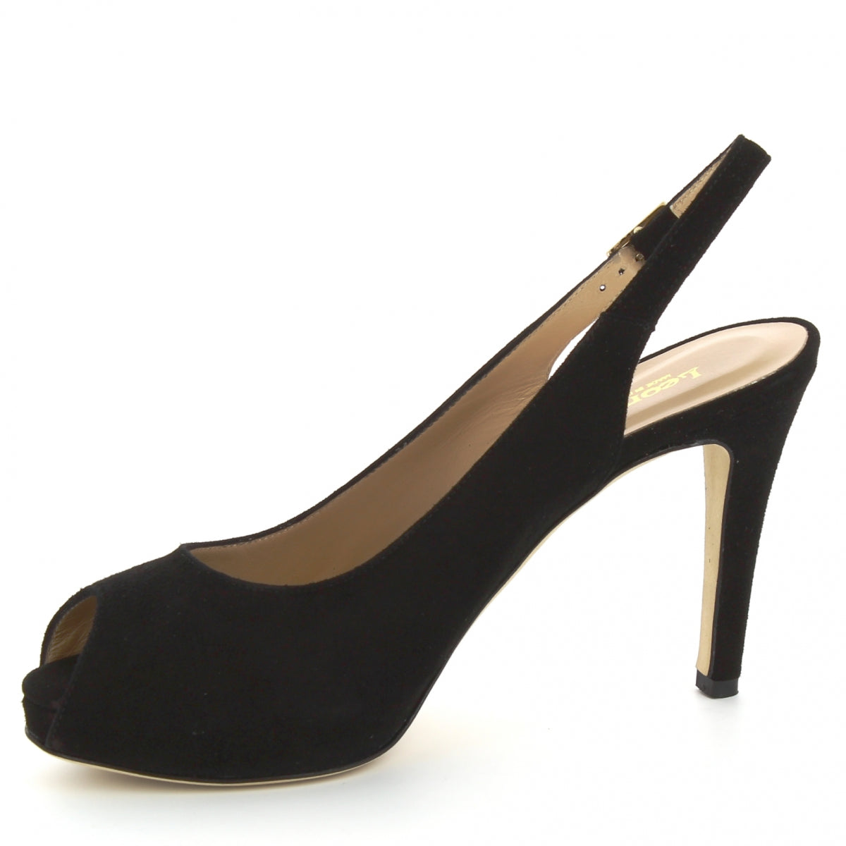 Black suede slip on mid heel dress shoe | Womens heel dress shoes online  2198WS