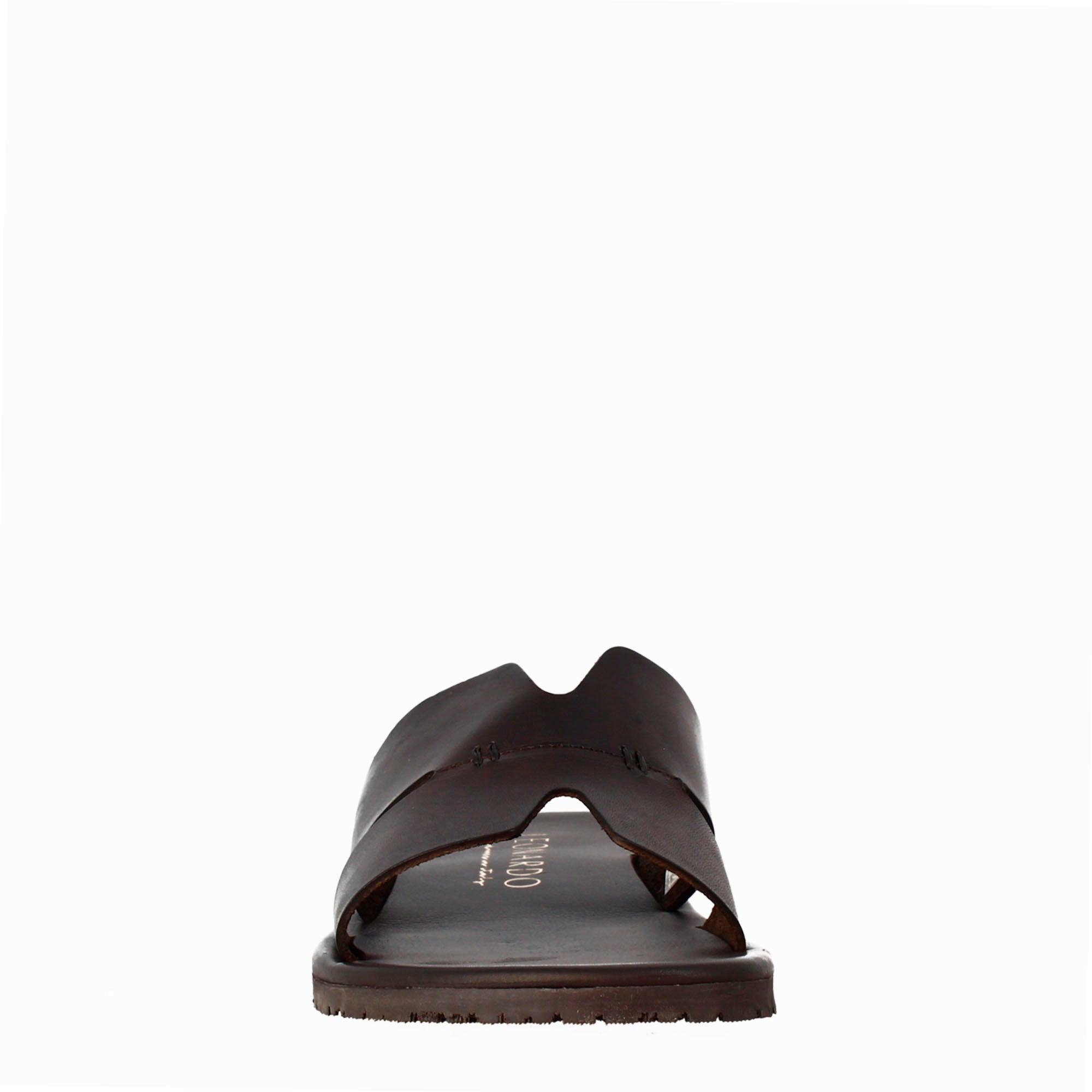 Men's H-shaped sandals in dark brown leather