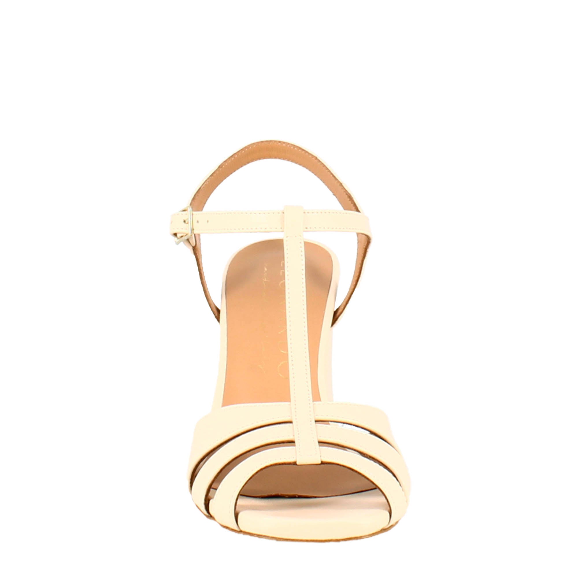 Women's cage sandal in light pink leather