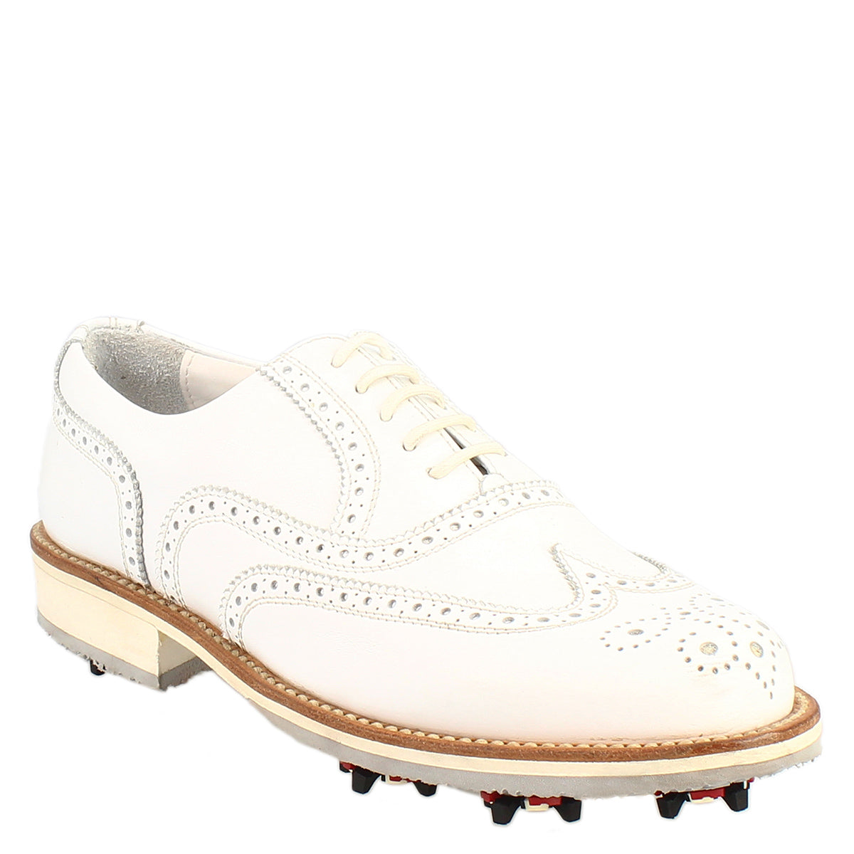 Handcrafted classic men's brogues in white leather