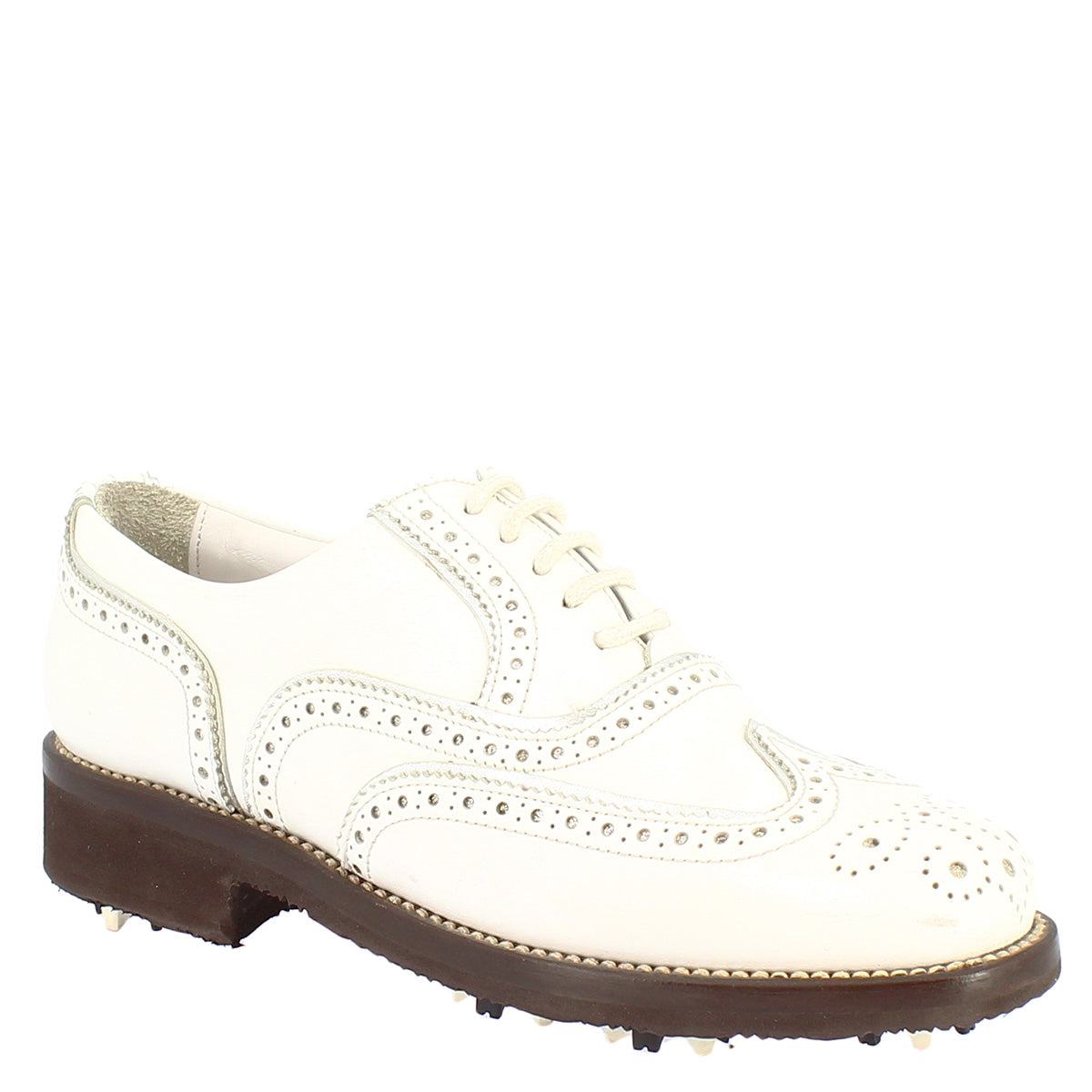 Handmade white leather waterproof men's golf shoes